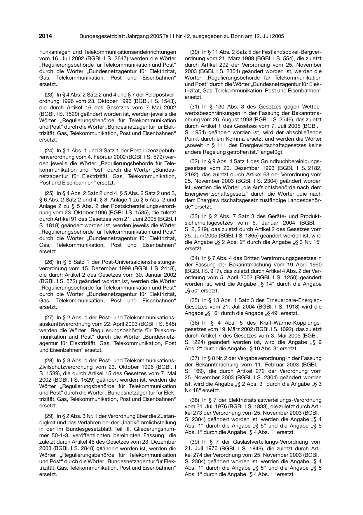 BGBl. 2005, Seite 2014 — Originalseite als Abbildung