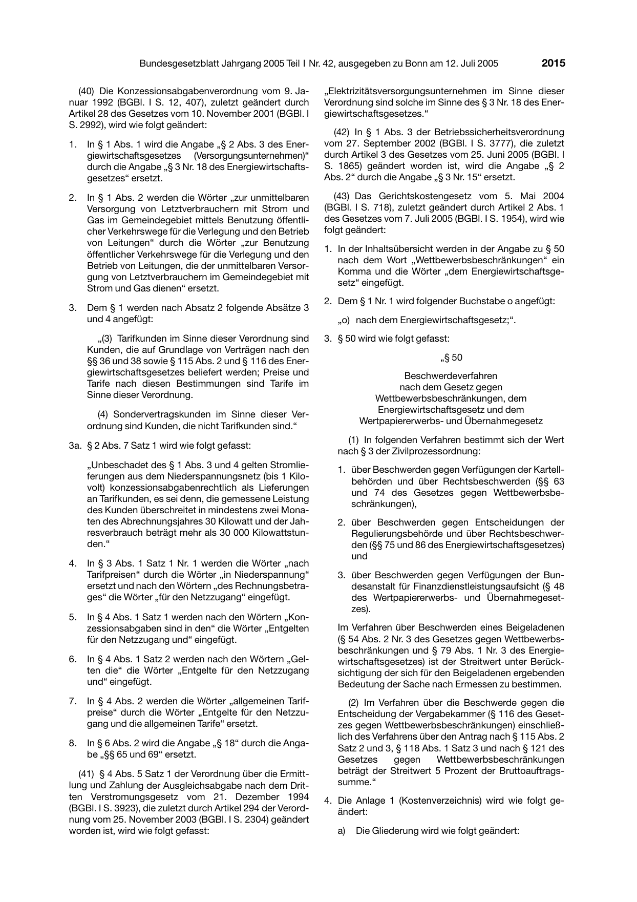 BGBl. 2005, Seite 2015 — Originalseite als Abbildung