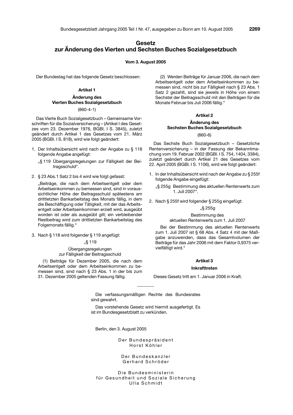 BGBl. 2005, Seite 2269 — Originalseite als Abbildung