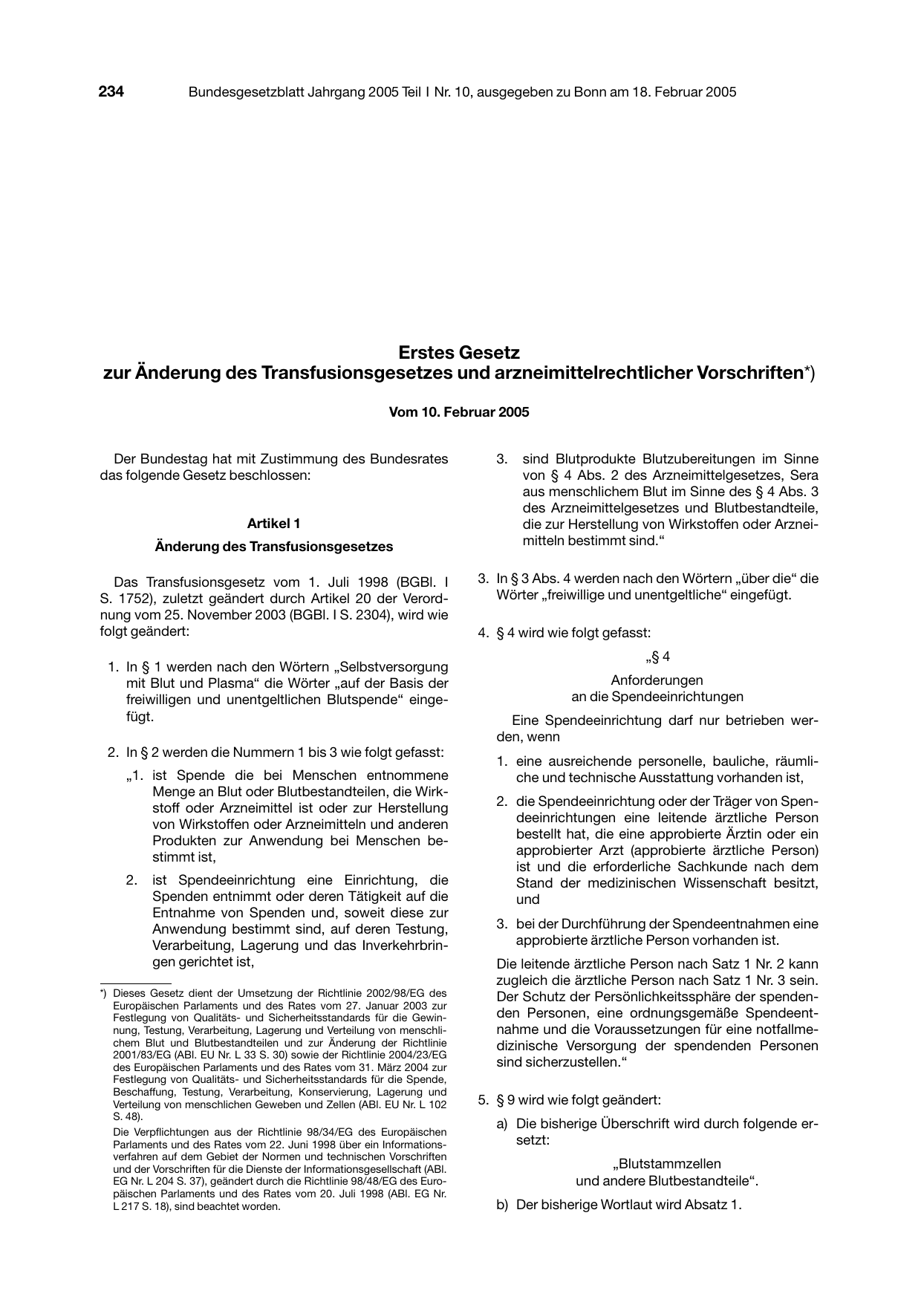 BGBl. 2005, Seite 234 — Originalseite als Abbildung