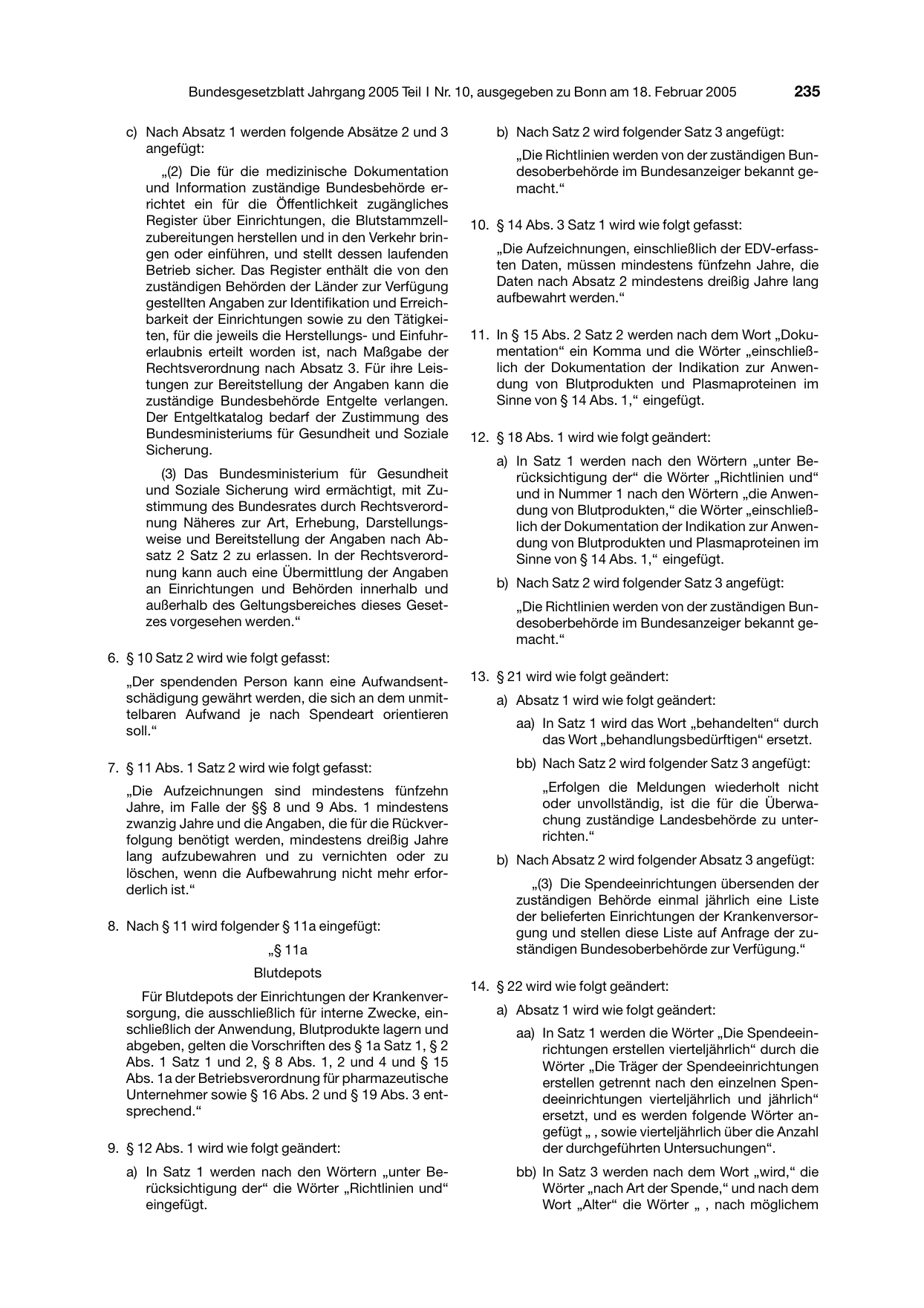 BGBl. 2005, Seite 235 — Originalseite als Abbildung