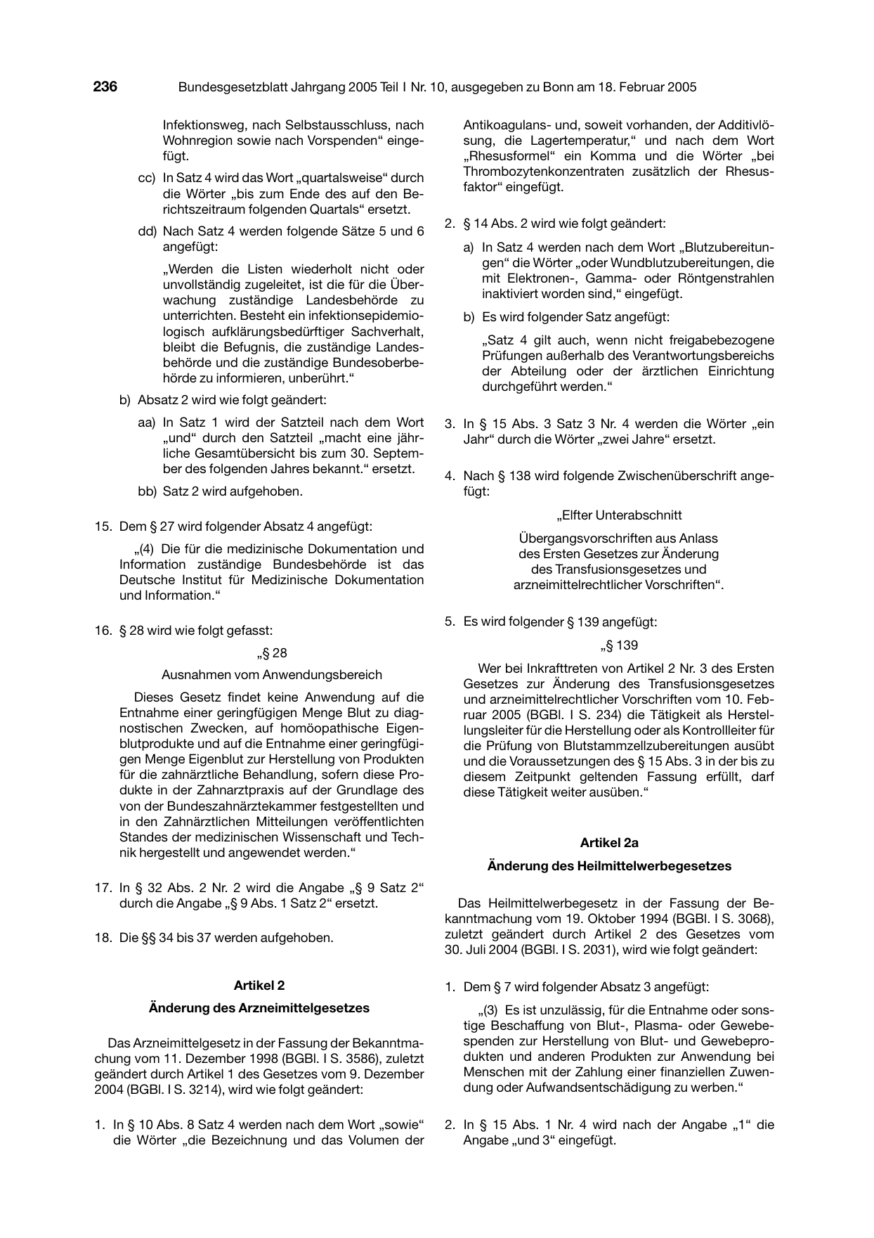 BGBl. 2005, Seite 236 — Originalseite als Abbildung