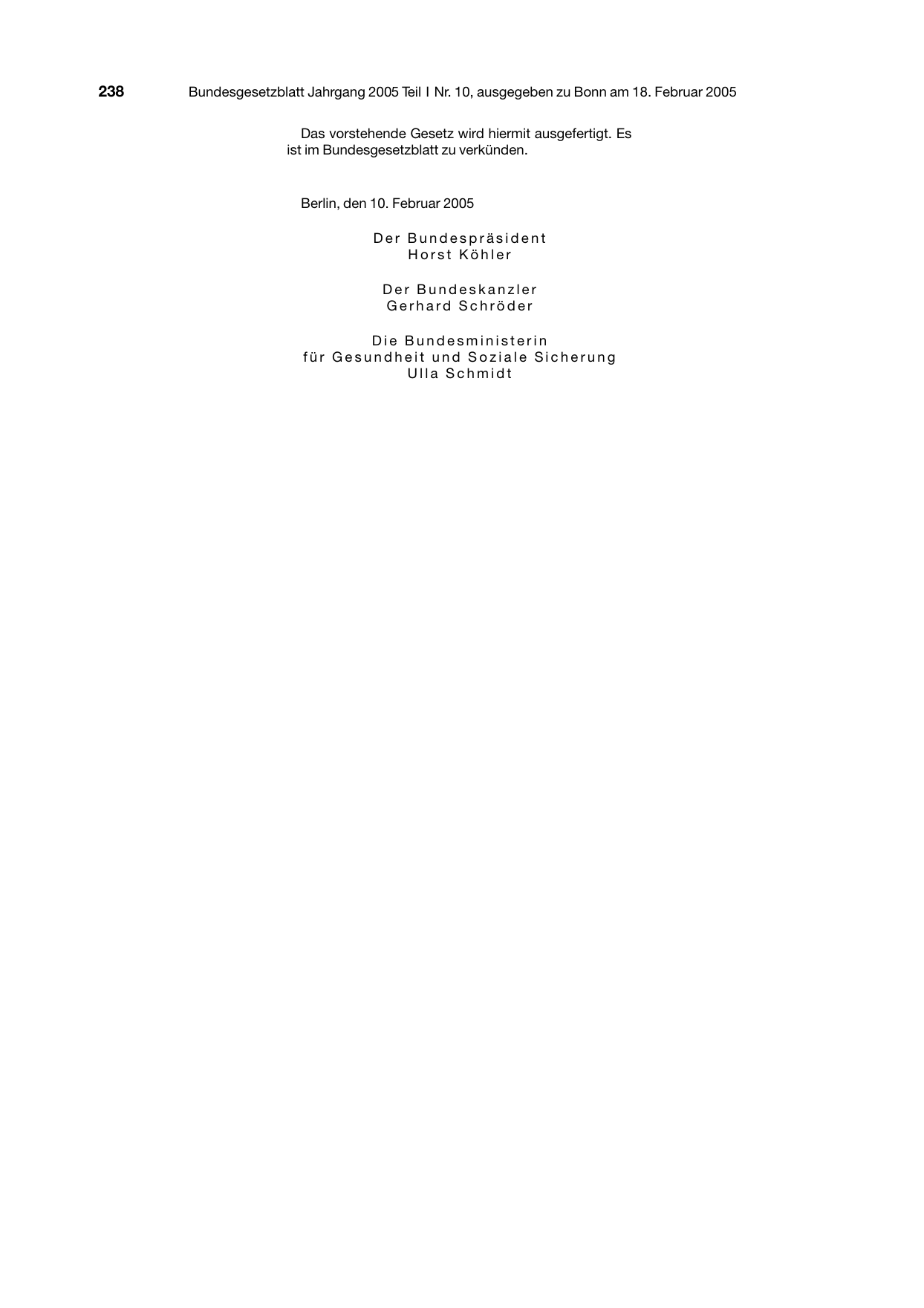 BGBl. 2005, Seite 238 — Originalseite als Abbildung