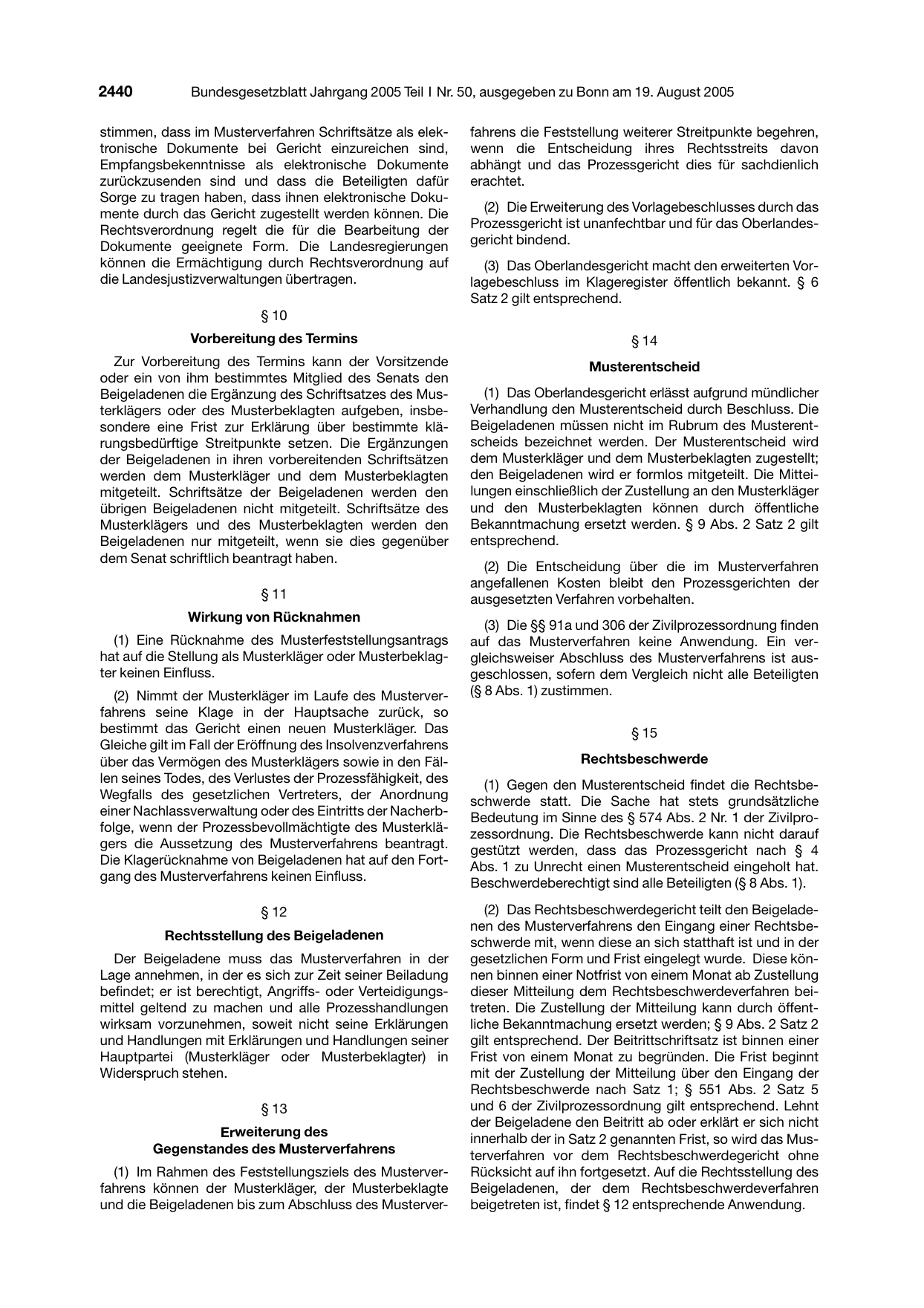 BGBl. 2005, Seite 2440 — Originalseite als Abbildung