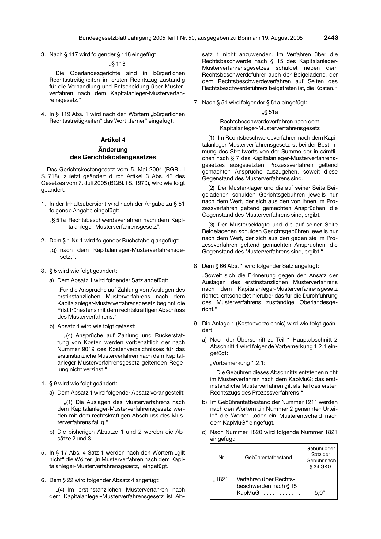 BGBl. 2005, Seite 2443 — Originalseite als Abbildung