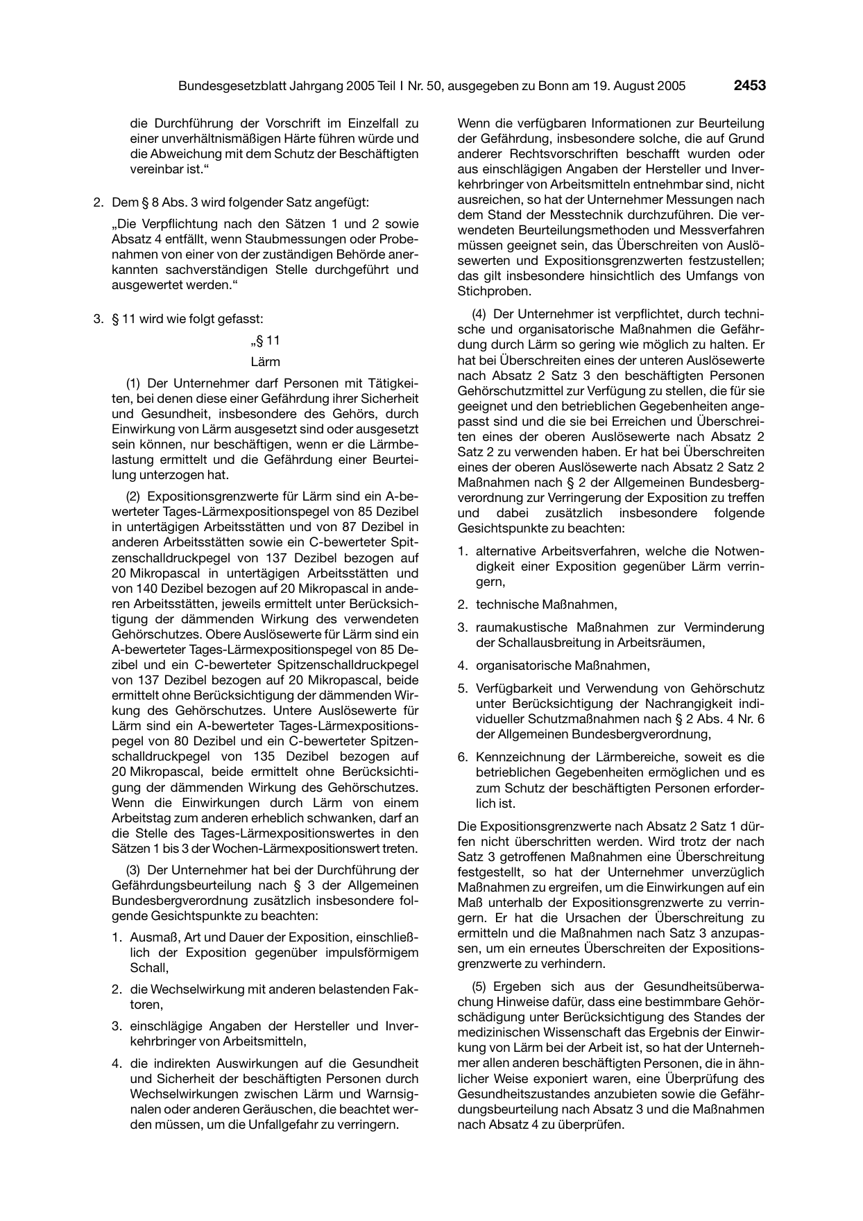 BGBl. 2005, Seite 2453 — Originalseite als Abbildung