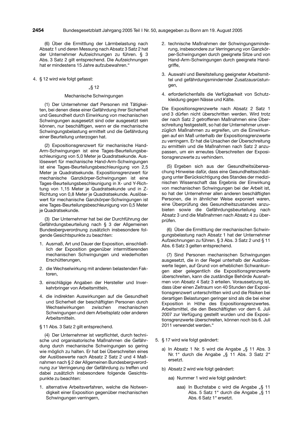 BGBl. 2005, Seite 2454 — Originalseite als Abbildung