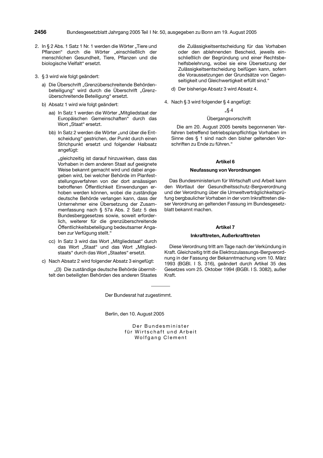 BGBl. 2005, Seite 2456 — Originalseite als Abbildung