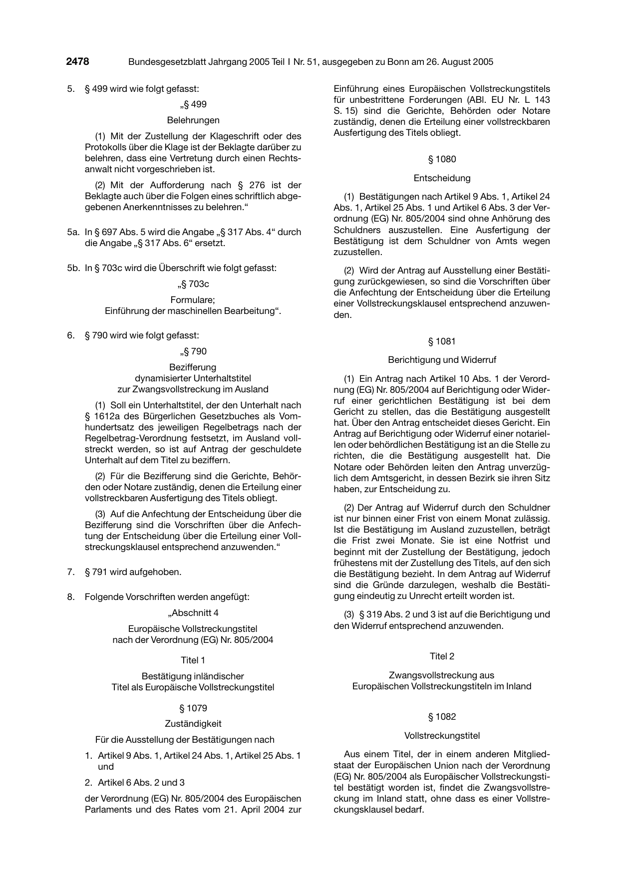 BGBl. 2005, Seite 2478 — Originalseite als Abbildung