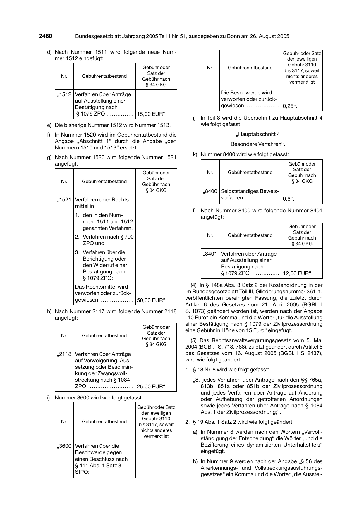 BGBl. 2005, Seite 2480 — Originalseite als Abbildung