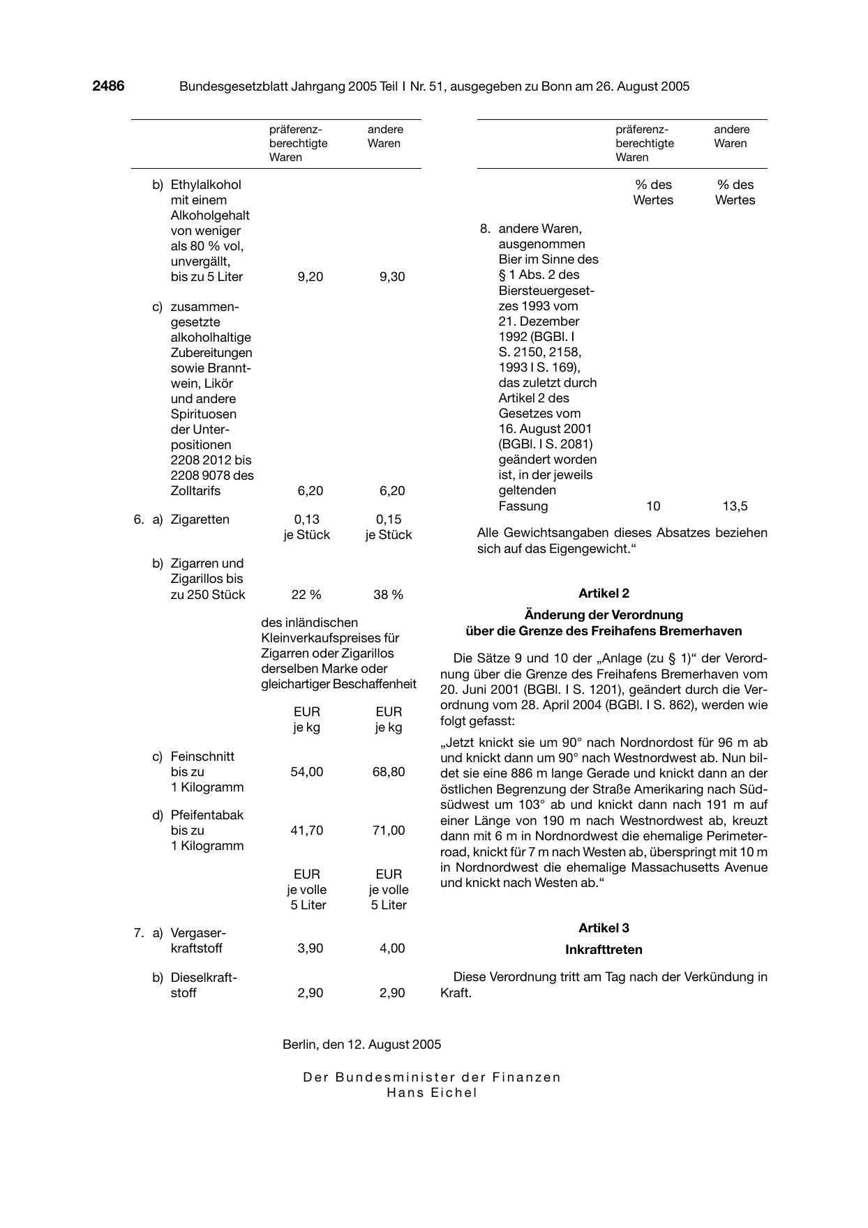 BGBl. 2005, Seite 2486 — Originalseite als Abbildung