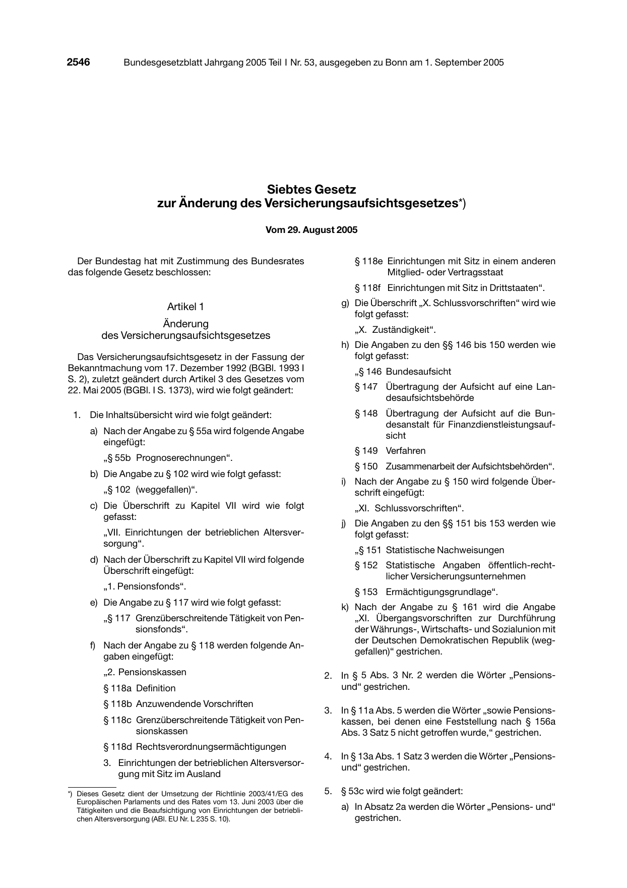BGBl. 2005, Seite 2546 — Originalseite als Abbildung