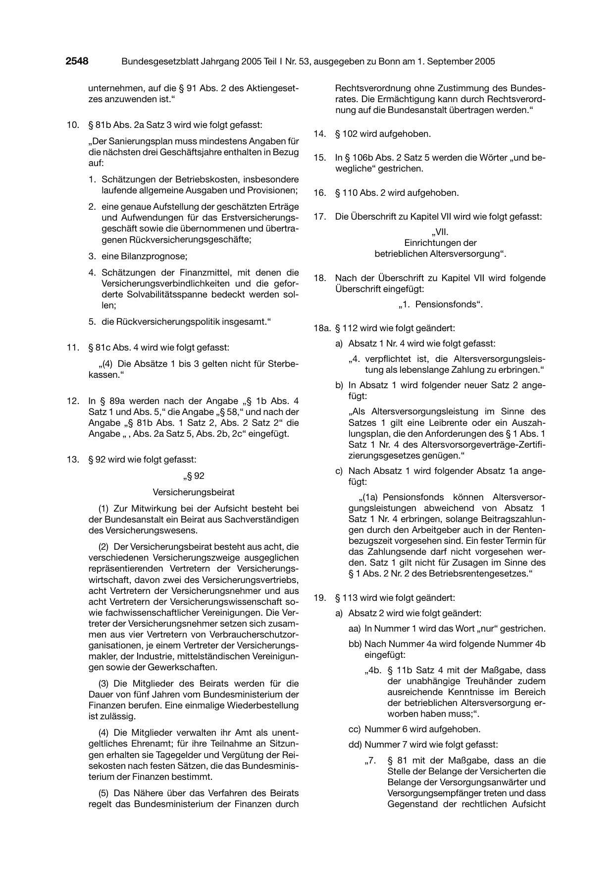 BGBl. 2005, Seite 2548 — Originalseite als Abbildung