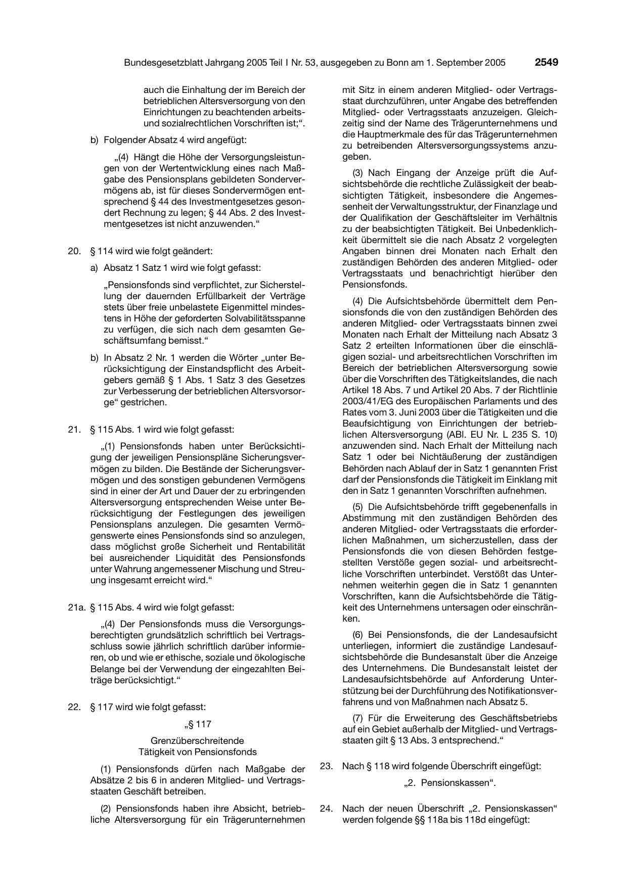 BGBl. 2005, Seite 2549 — Originalseite als Abbildung