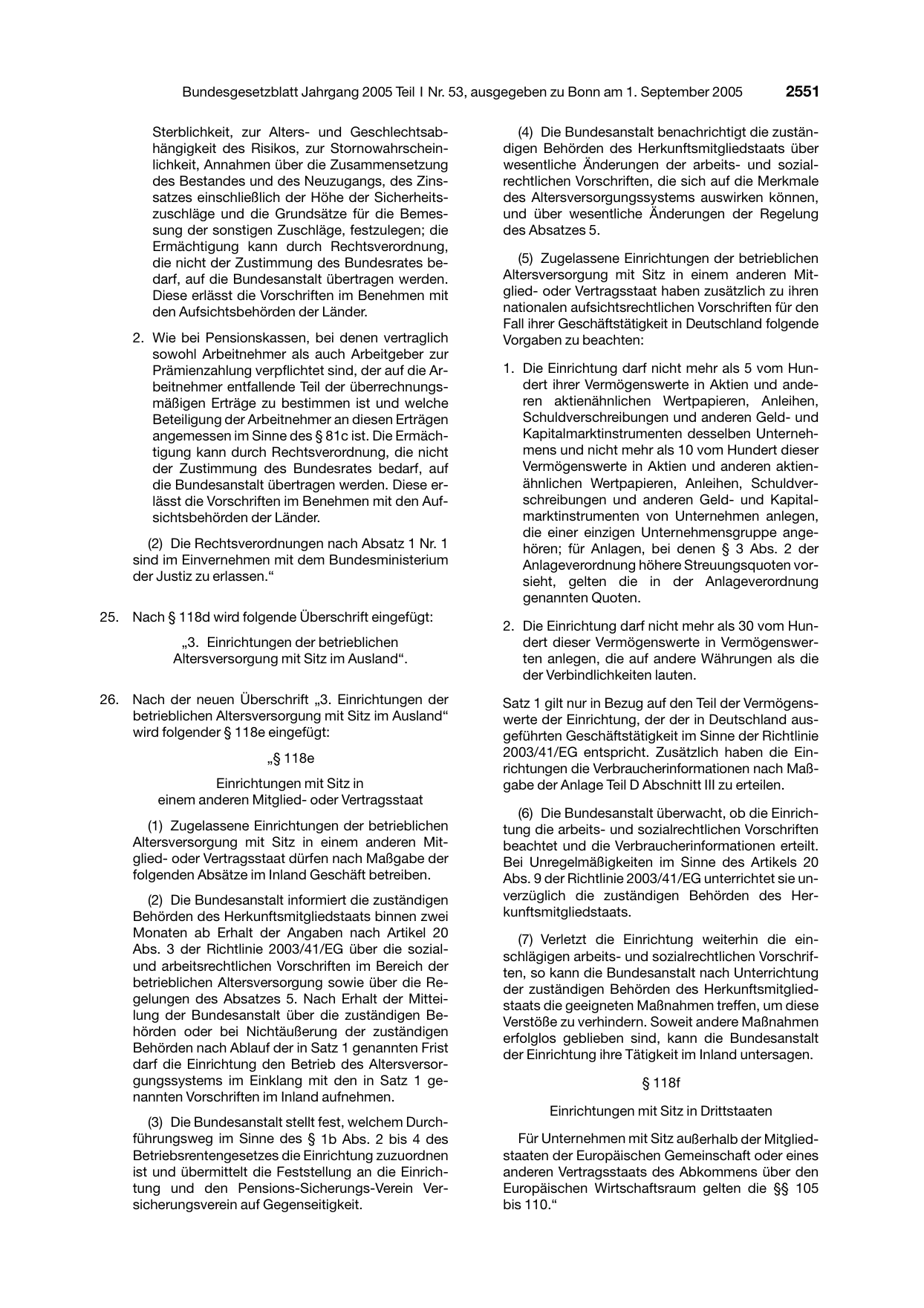 BGBl. 2005, Seite 2551 — Originalseite als Abbildung