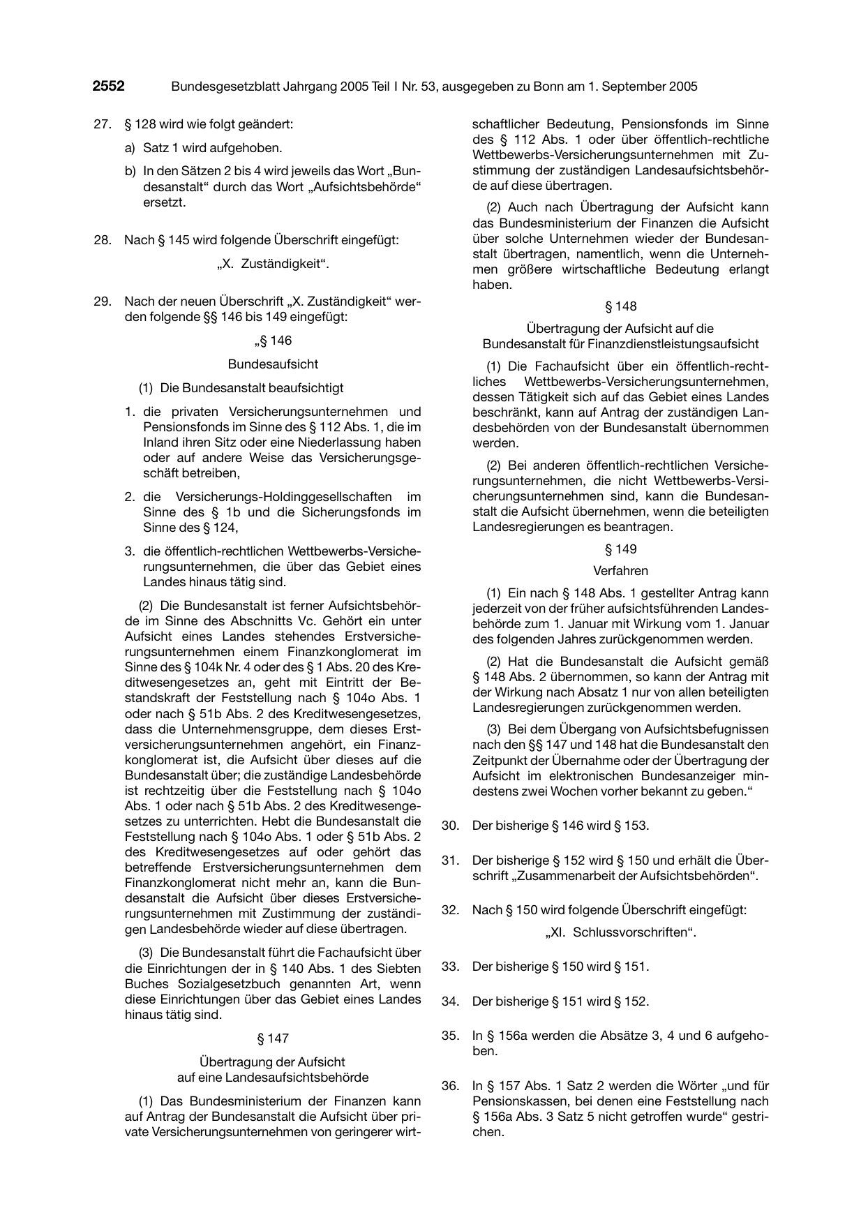 BGBl. 2005, Seite 2552 — Originalseite als Abbildung