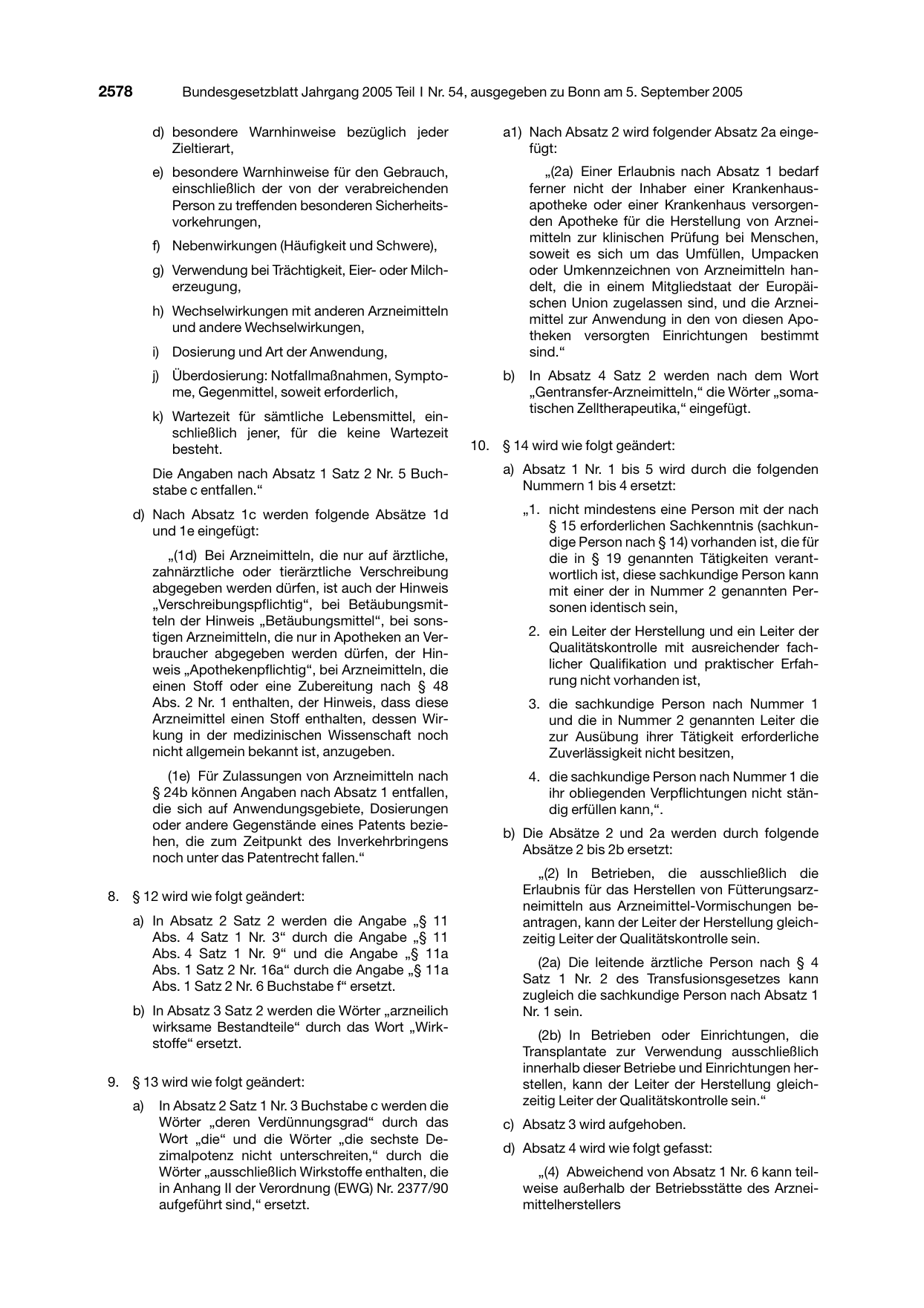 BGBl. 2005, Seite 2578 — Originalseite als Abbildung