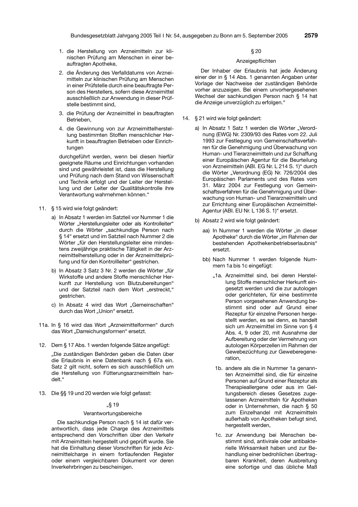 BGBl. 2005, Seite 2579 — Originalseite als Abbildung