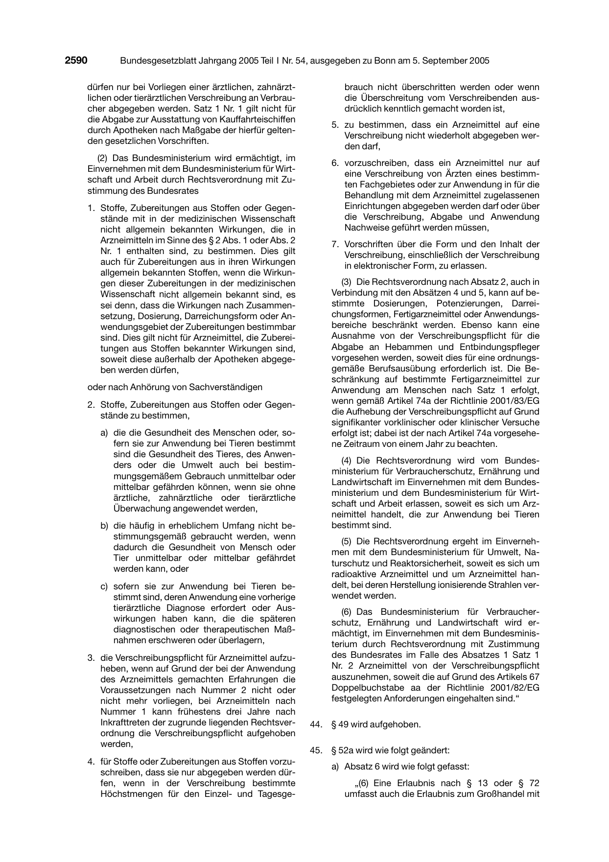 BGBl. 2005, Seite 2590 — Originalseite als Abbildung