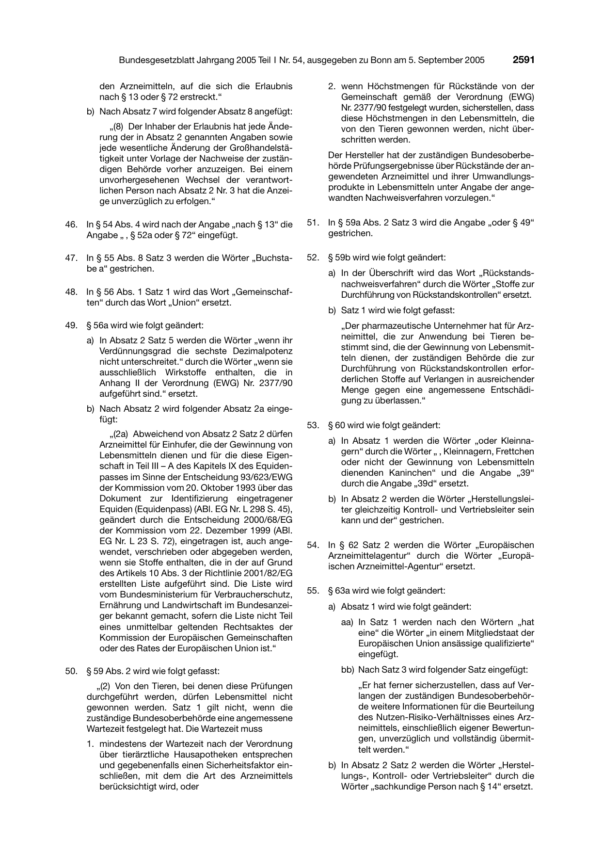 BGBl. 2005, Seite 2591 — Originalseite als Abbildung
