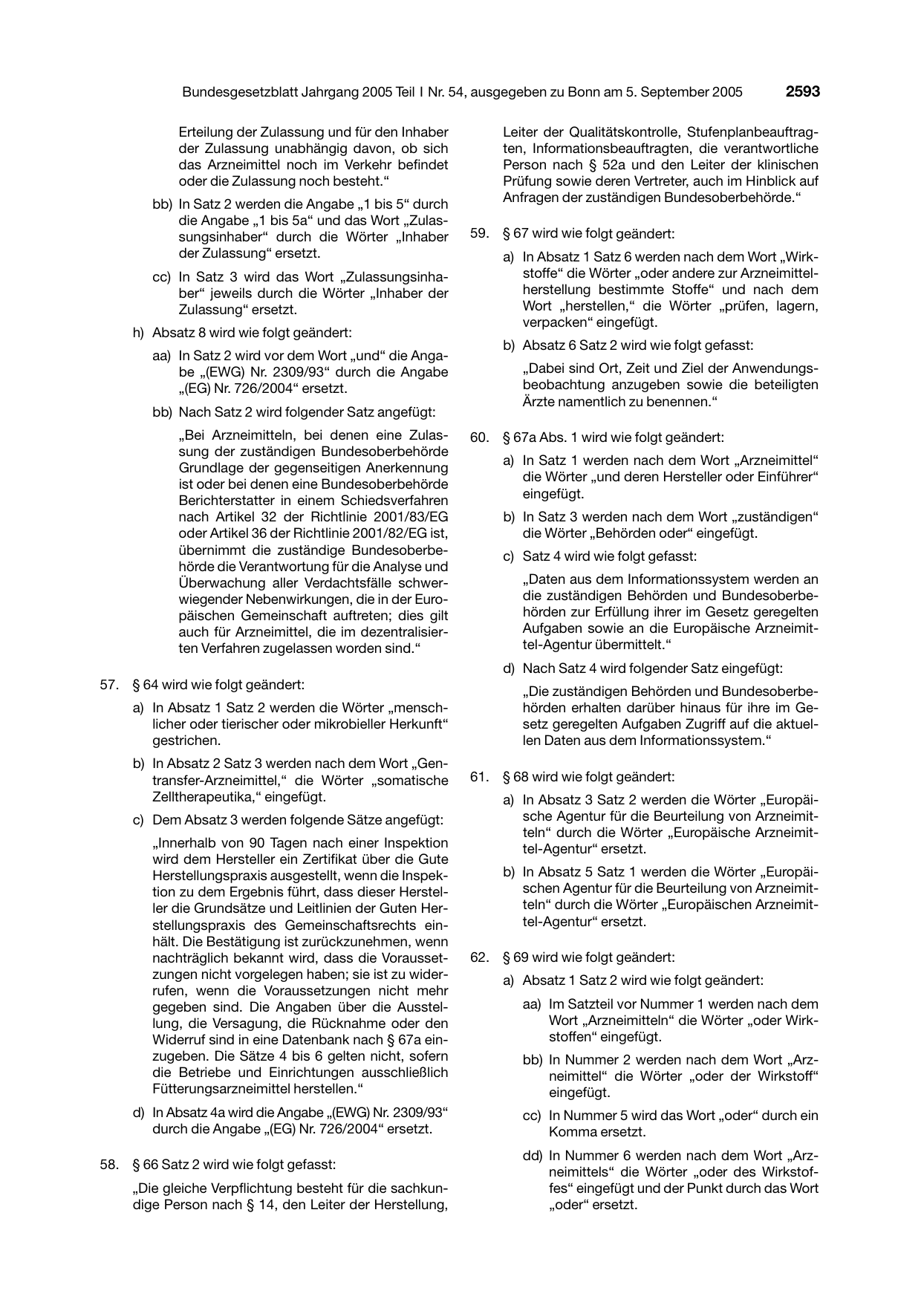 BGBl. 2005, Seite 2593 — Originalseite als Abbildung