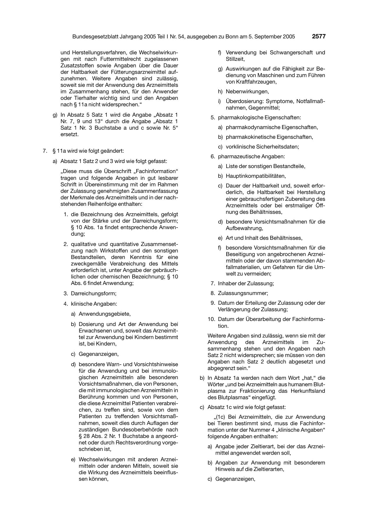 BGBl. 2005, Seite 2577 — Originalseite als Abbildung