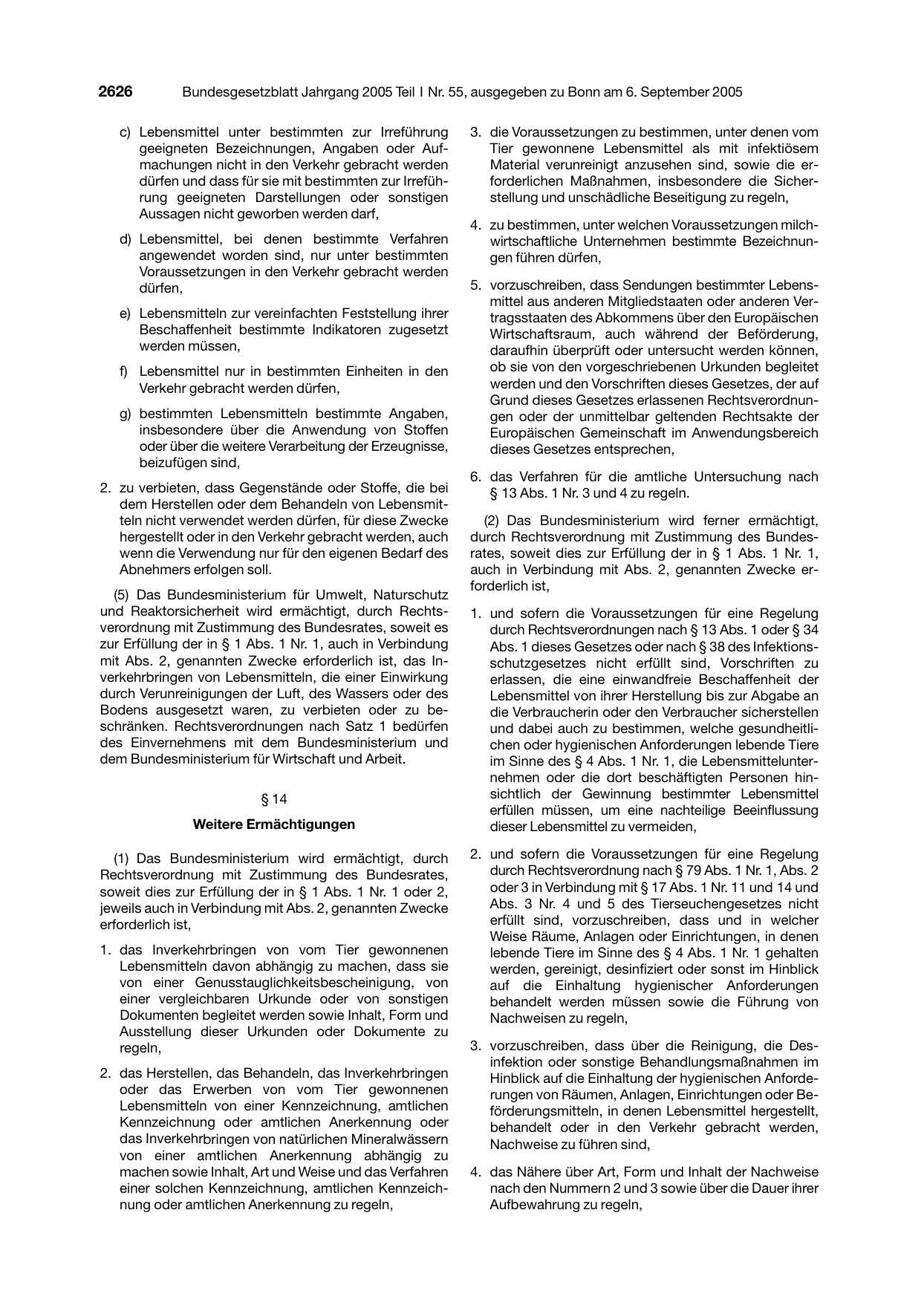 BGBl. 2005, Seite 2626 — Originalseite als Abbildung