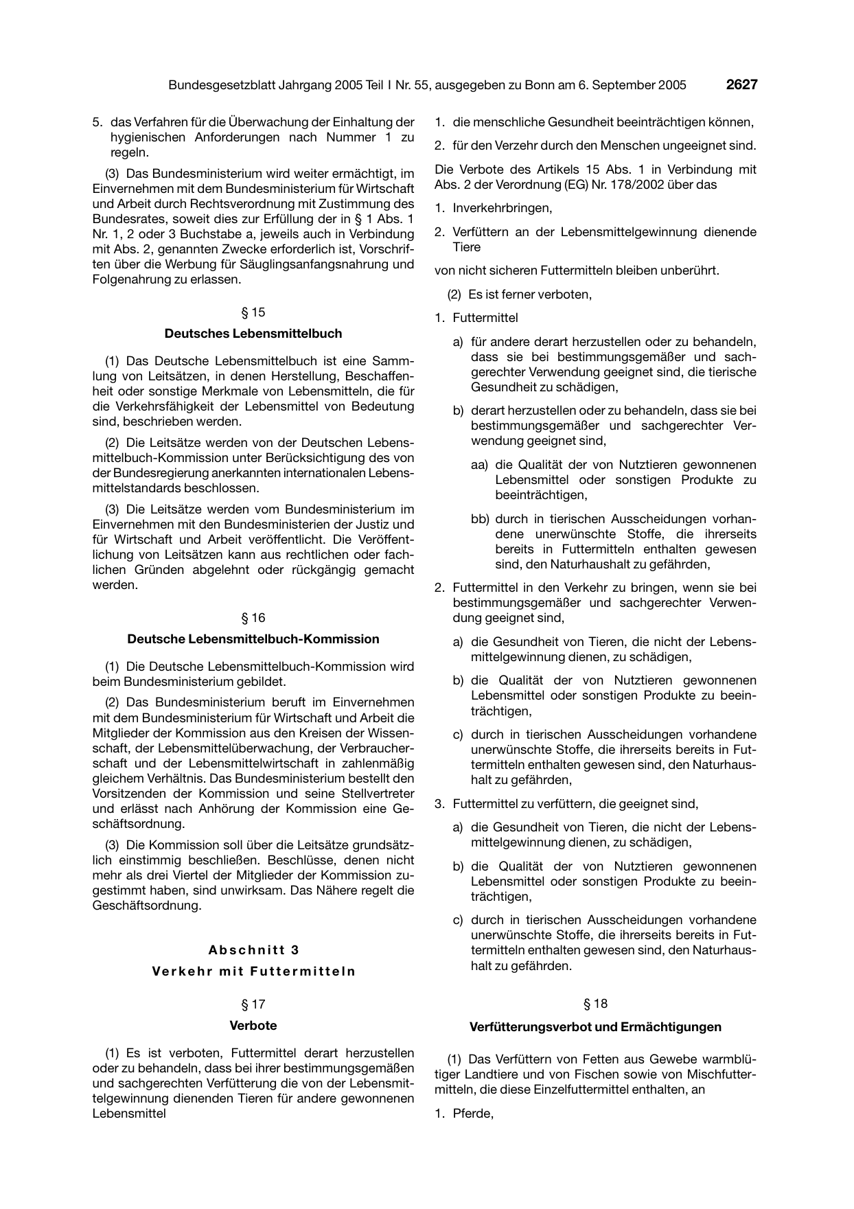 BGBl. 2005, Seite 2627 — Originalseite als Abbildung