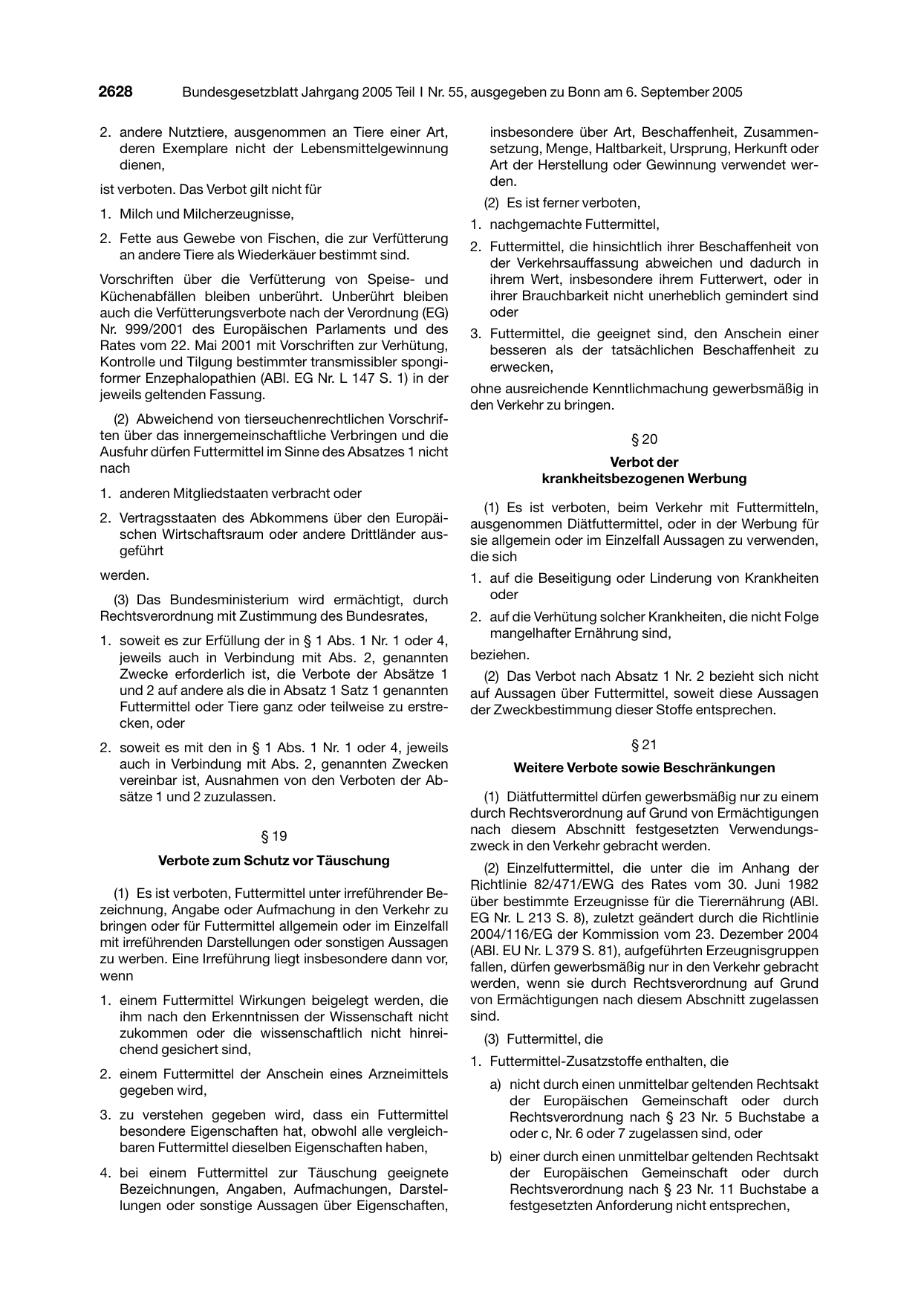 BGBl. 2005, Seite 2628 — Originalseite als Abbildung