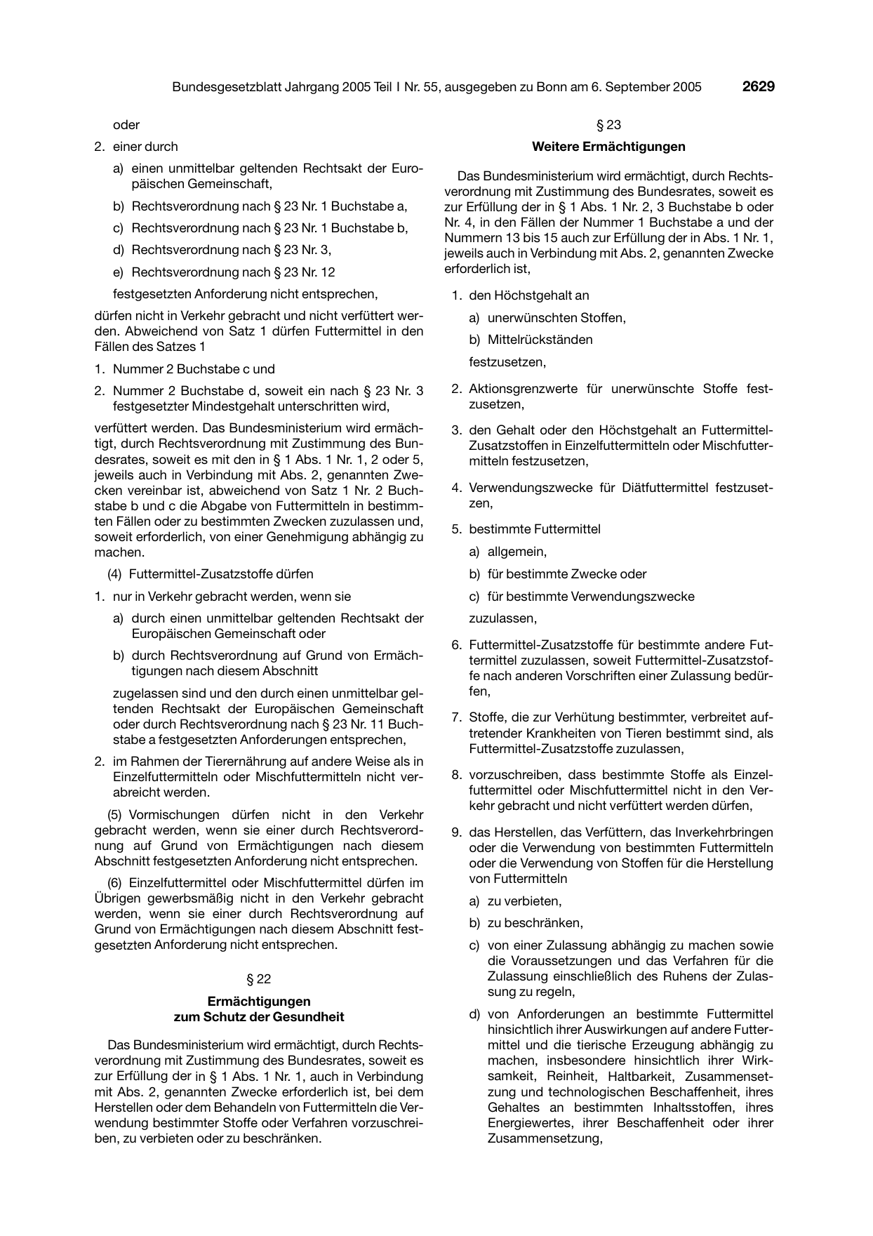 BGBl. 2005, Seite 2629 — Originalseite als Abbildung