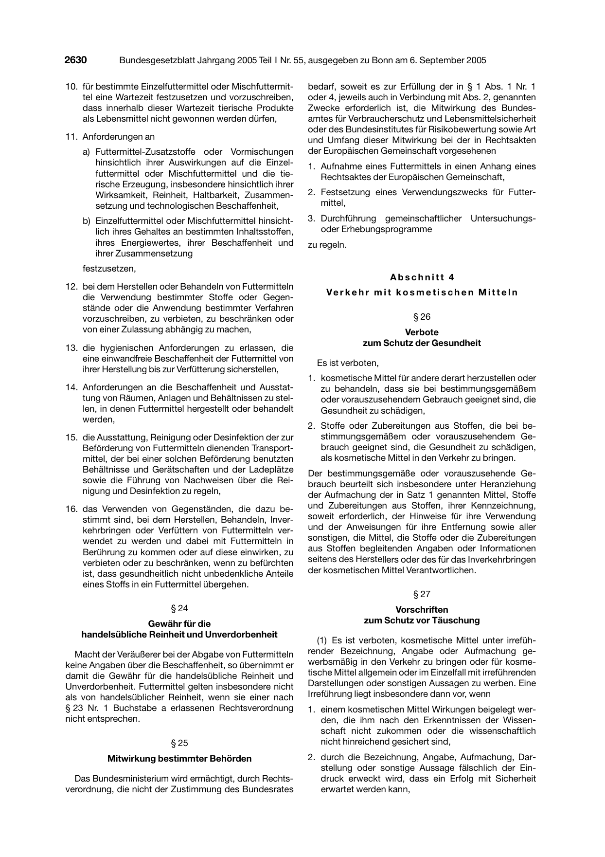 BGBl. 2005, Seite 2630 — Originalseite als Abbildung