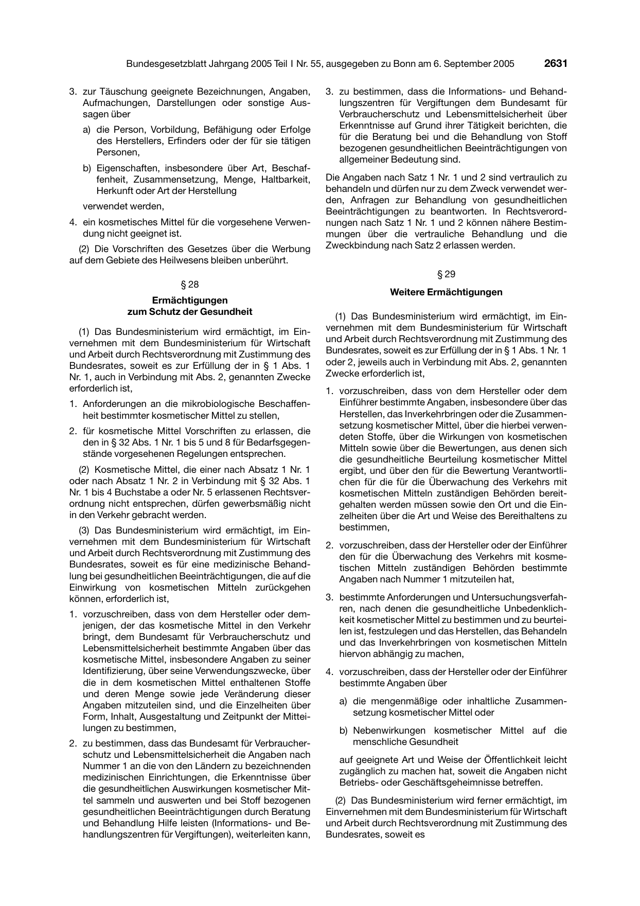 BGBl. 2005, Seite 2631 — Originalseite als Abbildung