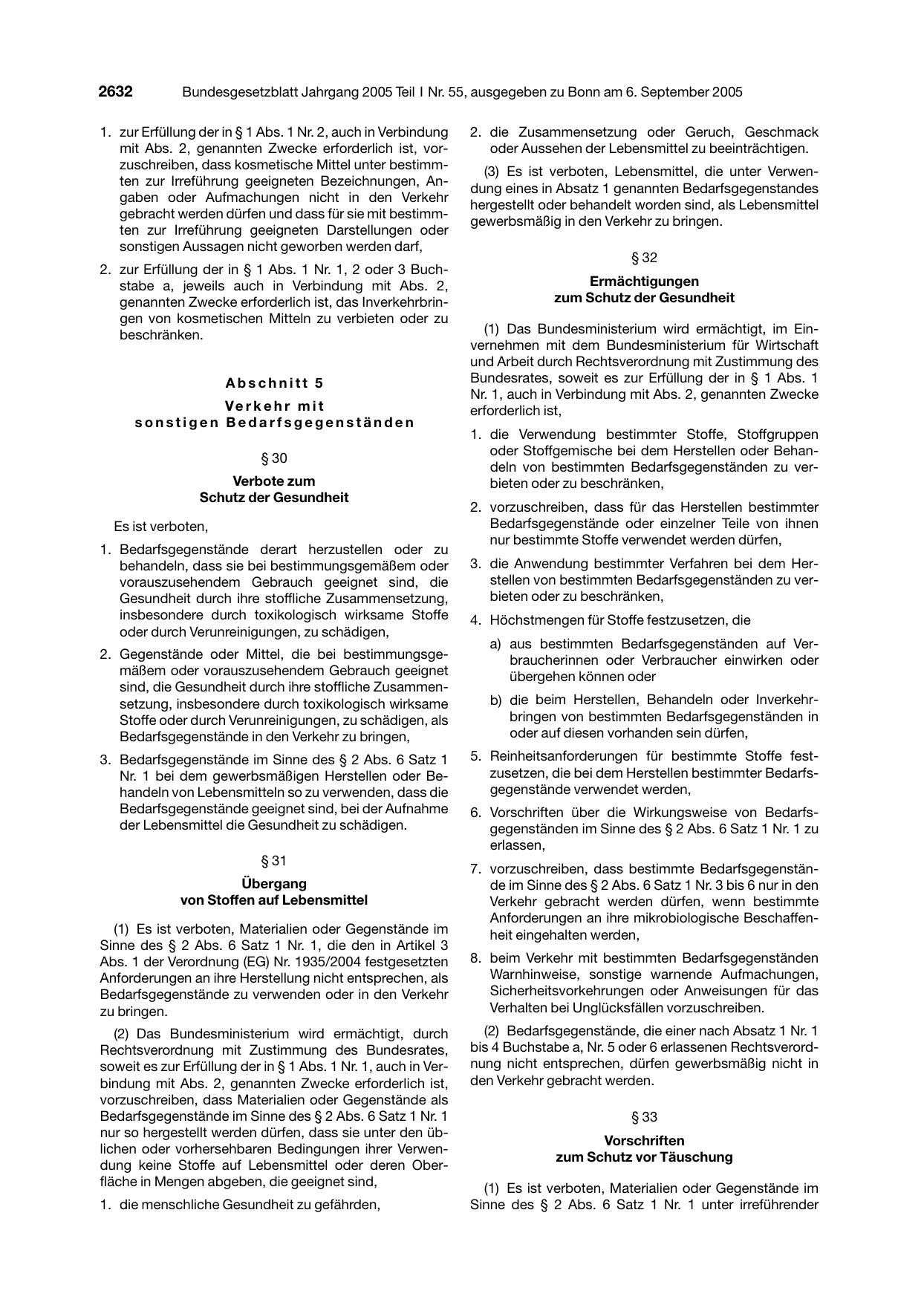 BGBl. 2005, Seite 2632 — Originalseite als Abbildung