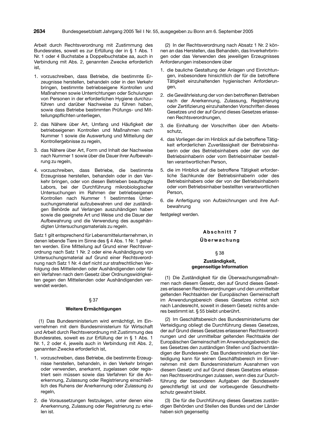 BGBl. 2005, Seite 2634 — Originalseite als Abbildung
