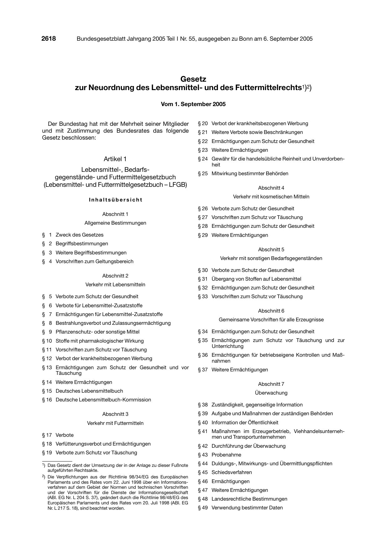 BGBl. 2005, Seite 2618 — Originalseite als Abbildung