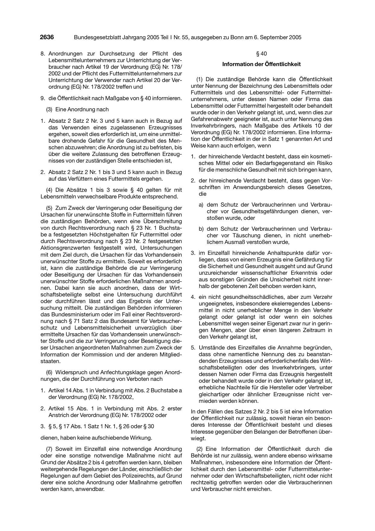 BGBl. 2005, Seite 2636 — Originalseite als Abbildung