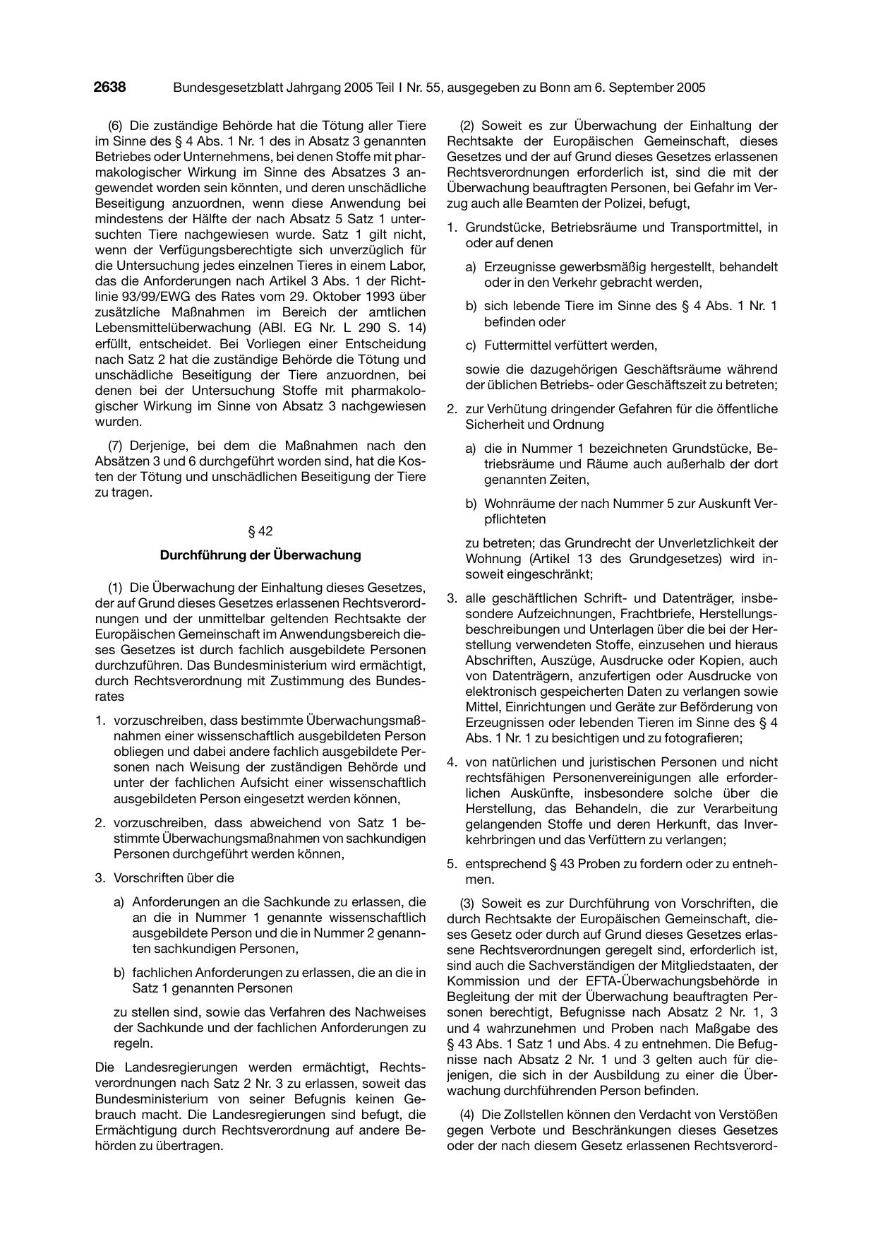 BGBl. 2005, Seite 2638 — Originalseite als Abbildung