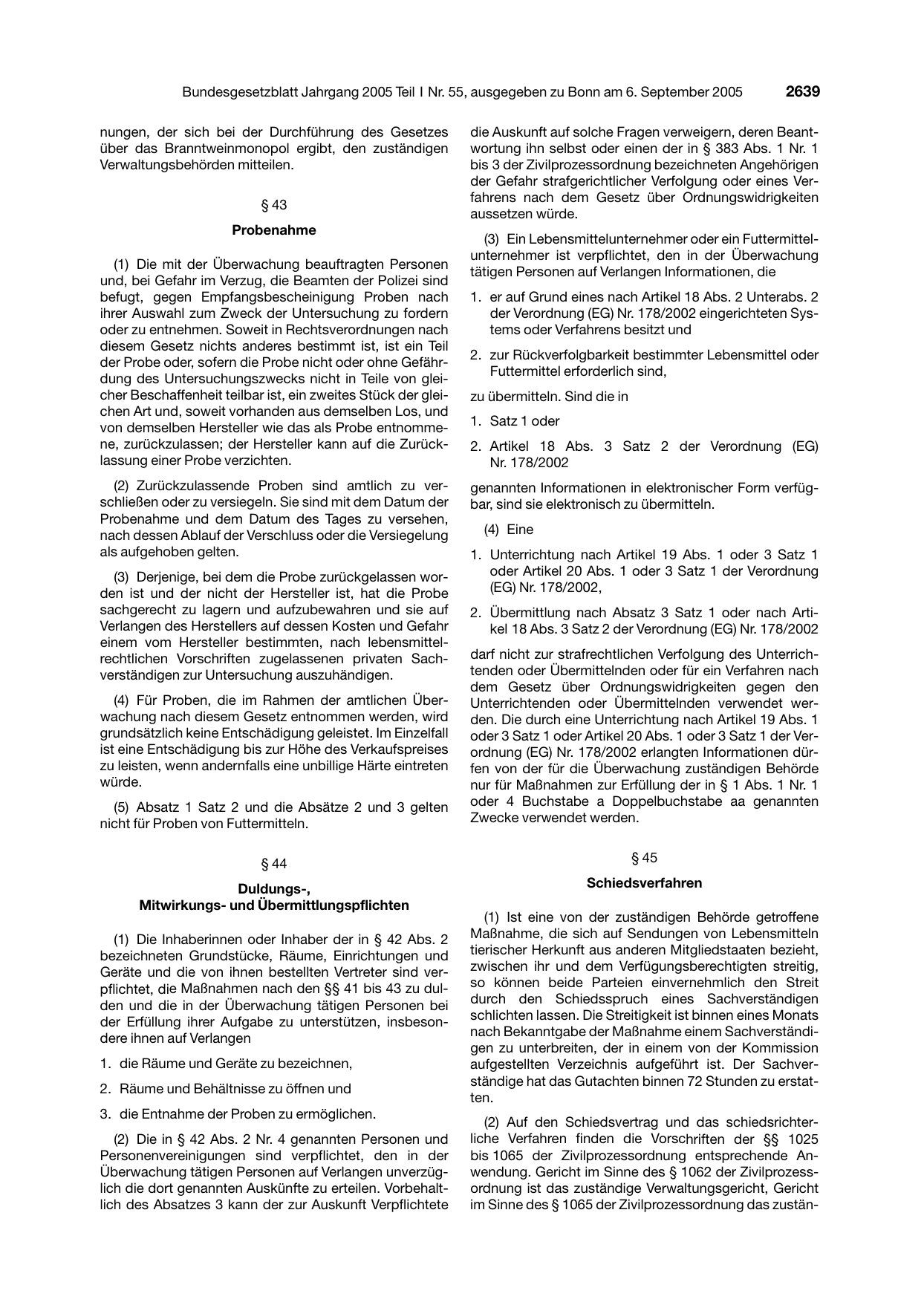 BGBl. 2005, Seite 2639 — Originalseite als Abbildung