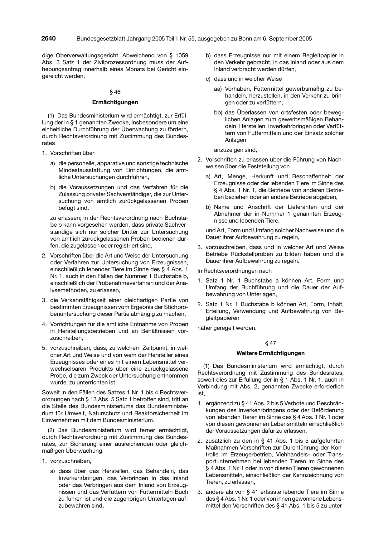 BGBl. 2005, Seite 2640 — Originalseite als Abbildung