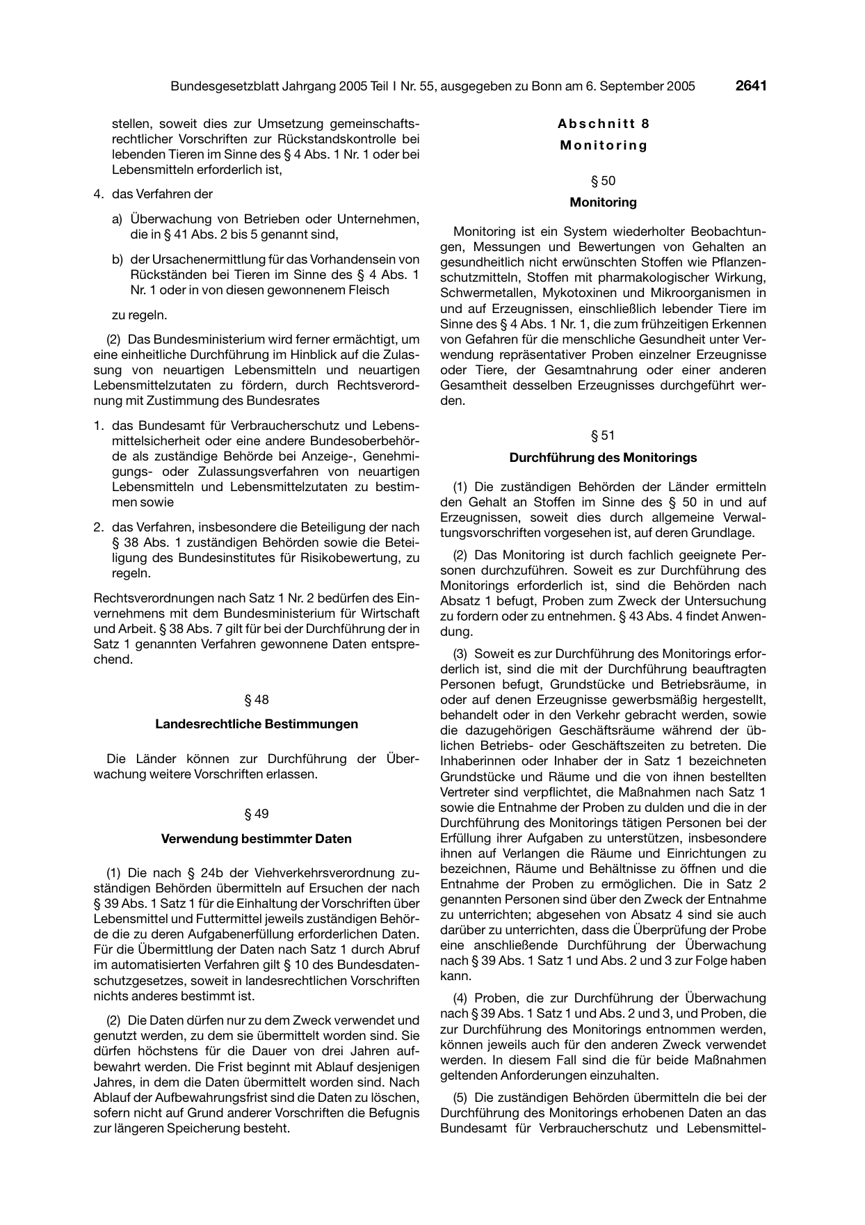 BGBl. 2005, Seite 2641 — Originalseite als Abbildung