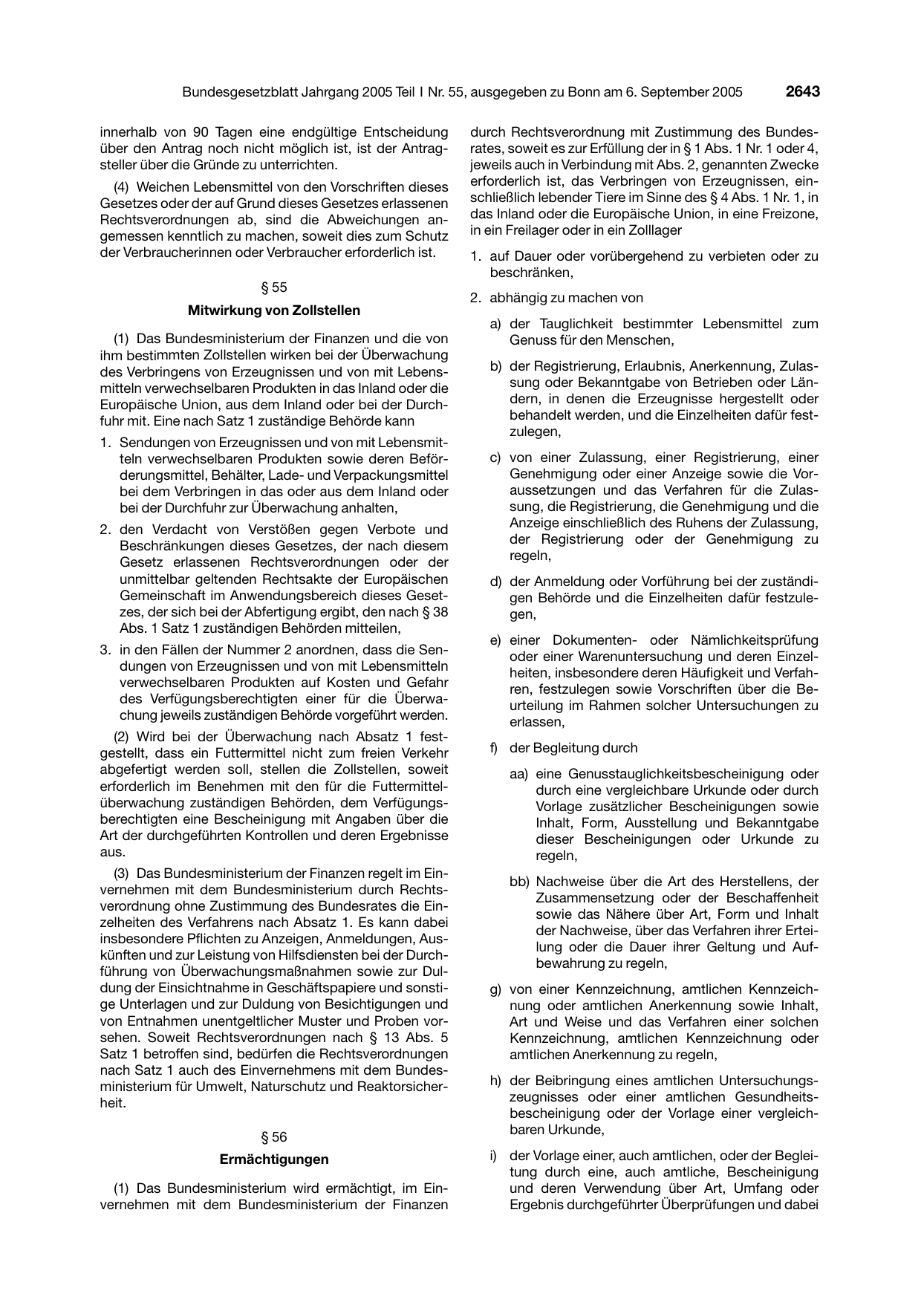 BGBl. 2005, Seite 2643 — Originalseite als Abbildung
