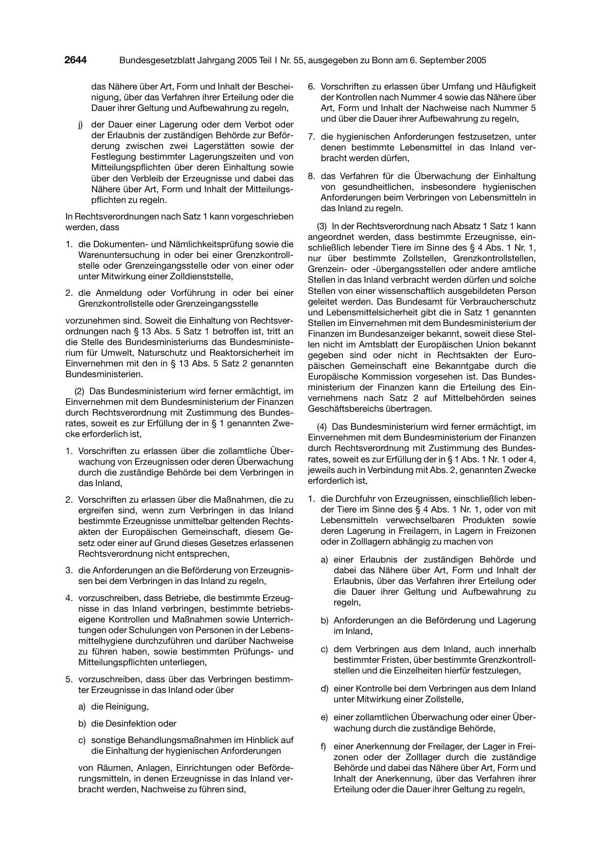 BGBl. 2005, Seite 2644 — Originalseite als Abbildung