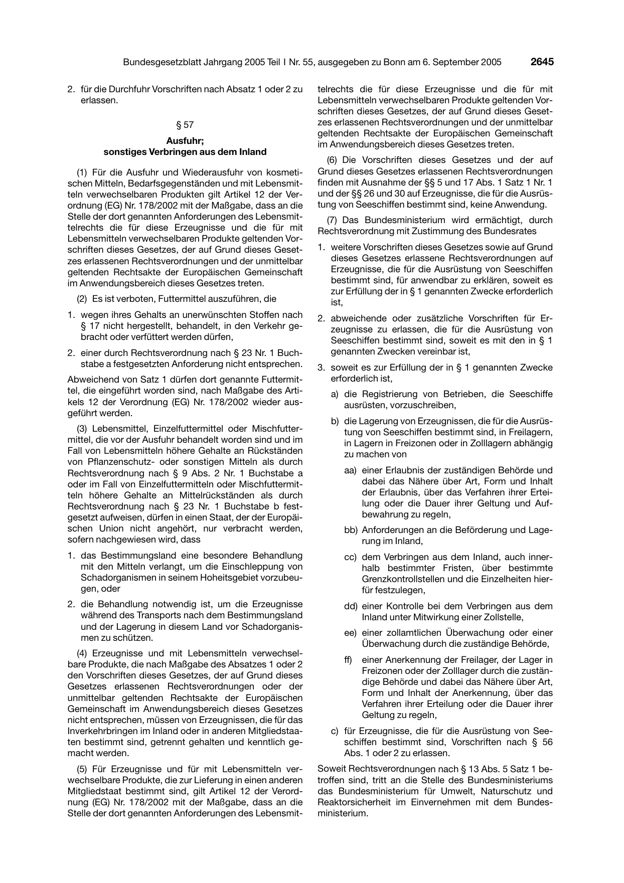 BGBl. 2005, Seite 2645 — Originalseite als Abbildung
