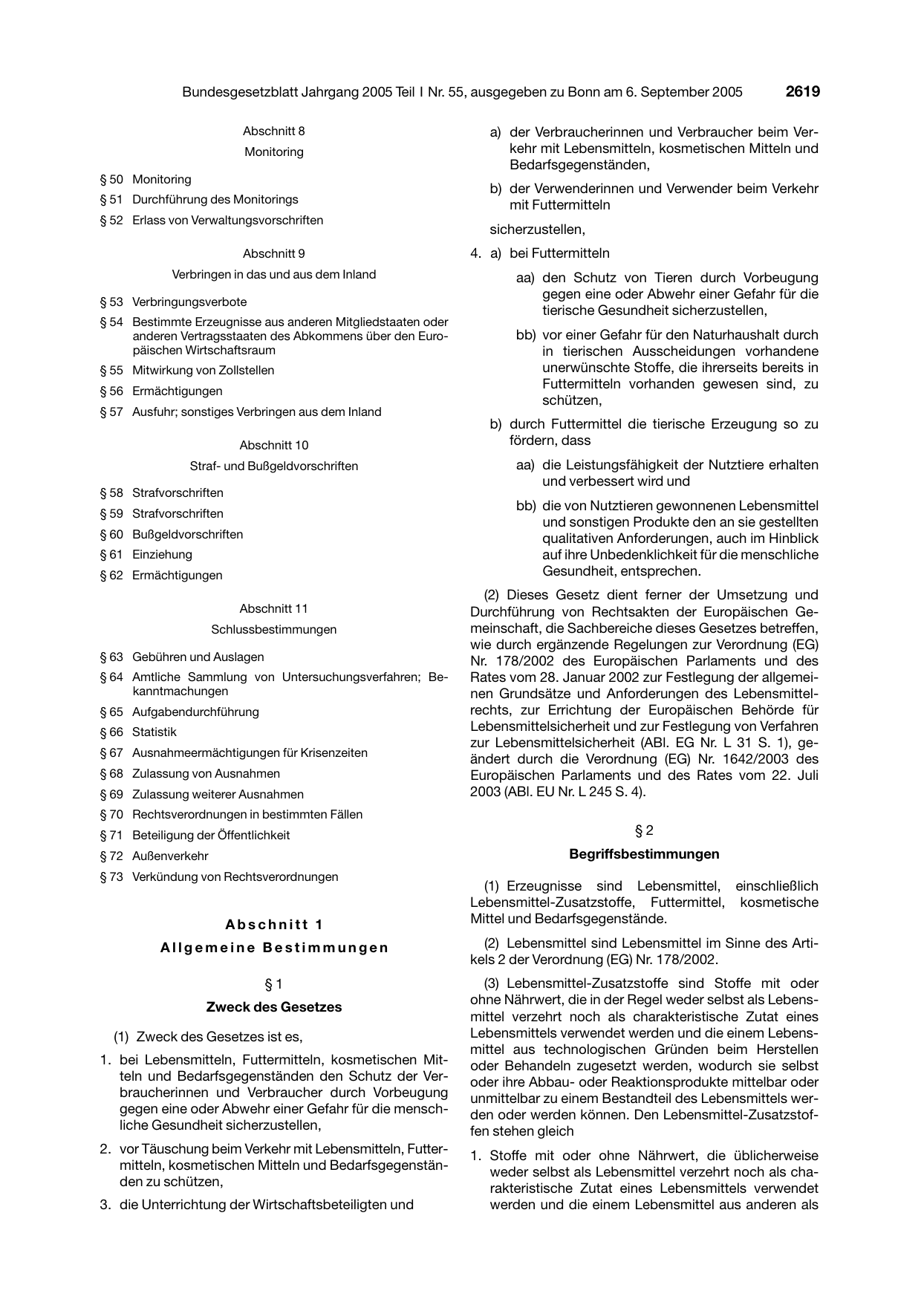 BGBl. 2005, Seite 2619 — Originalseite als Abbildung