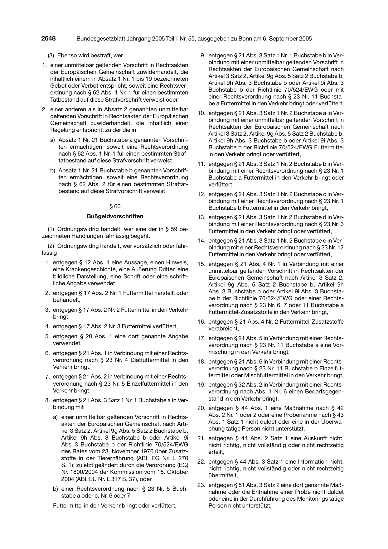 BGBl. 2005, Seite 2648 — Originalseite als Abbildung