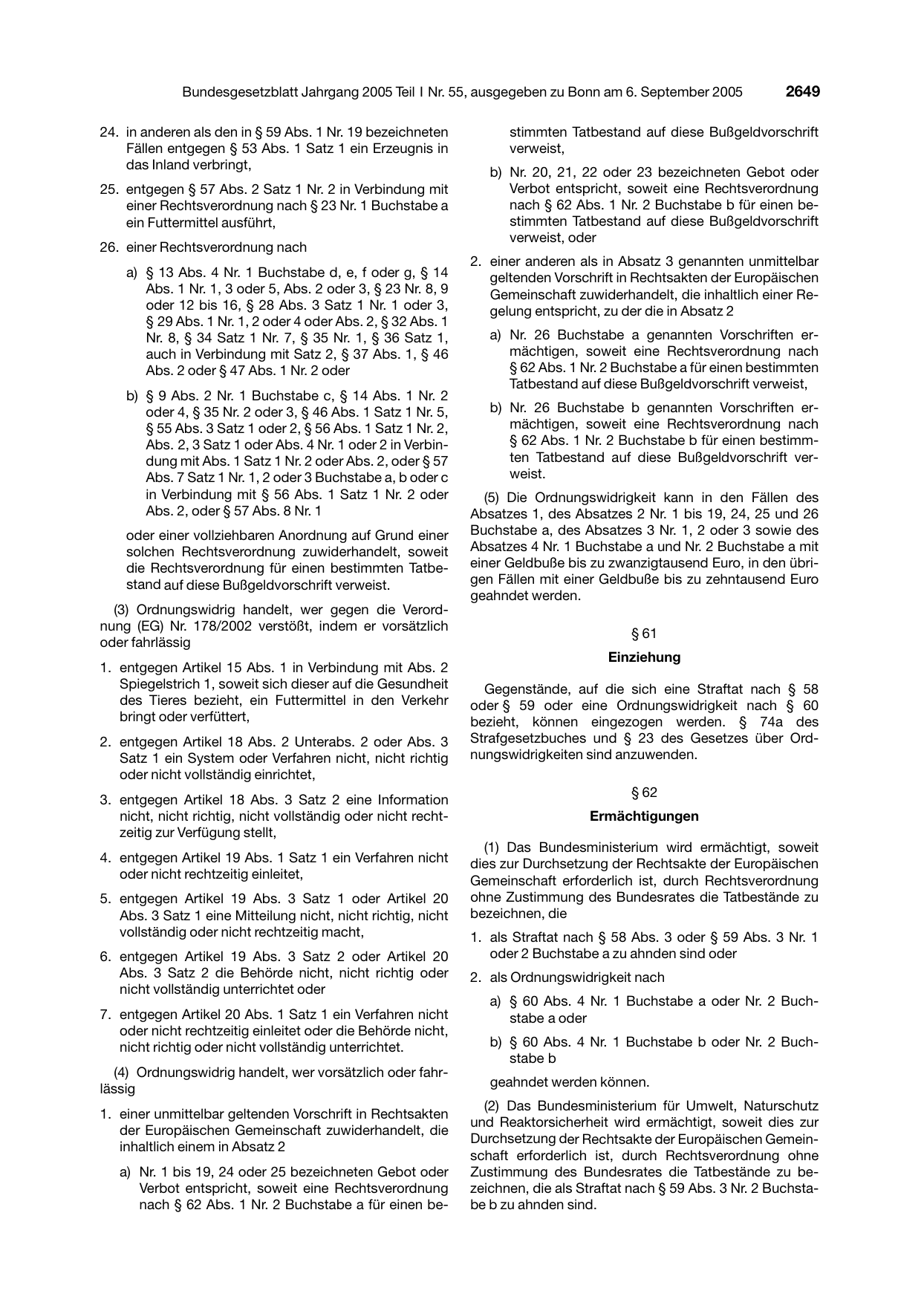 BGBl. 2005, Seite 2649 — Originalseite als Abbildung