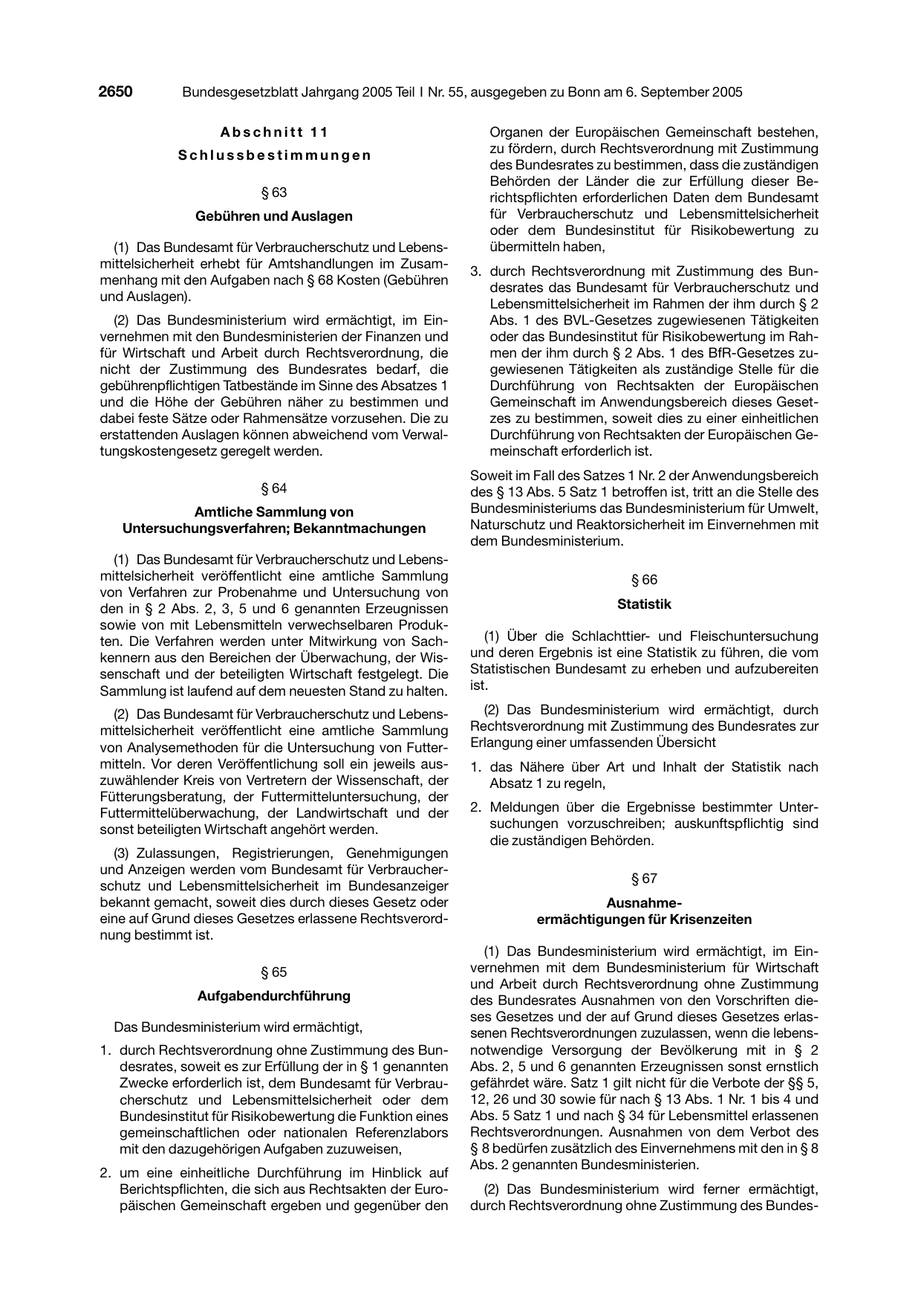 BGBl. 2005, Seite 2650 — Originalseite als Abbildung