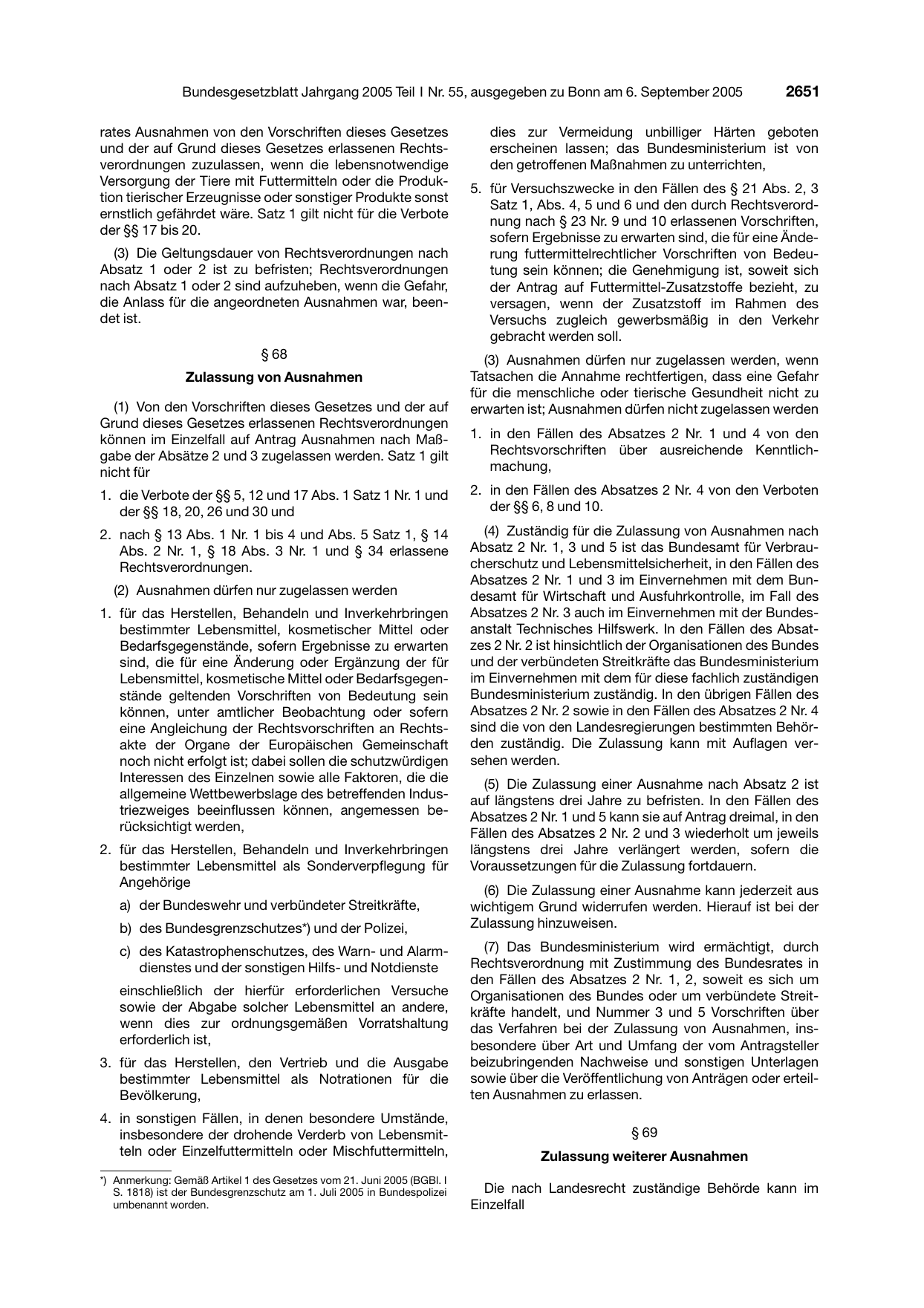 BGBl. 2005, Seite 2651 — Originalseite als Abbildung