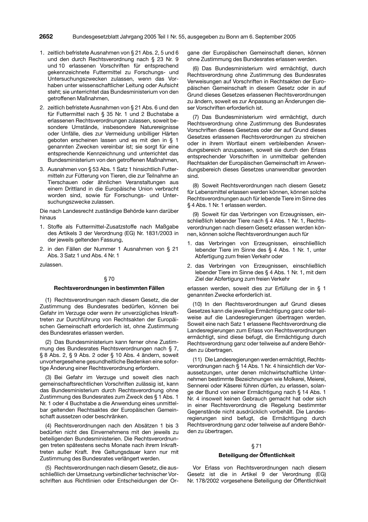 BGBl. 2005, Seite 2652 — Originalseite als Abbildung