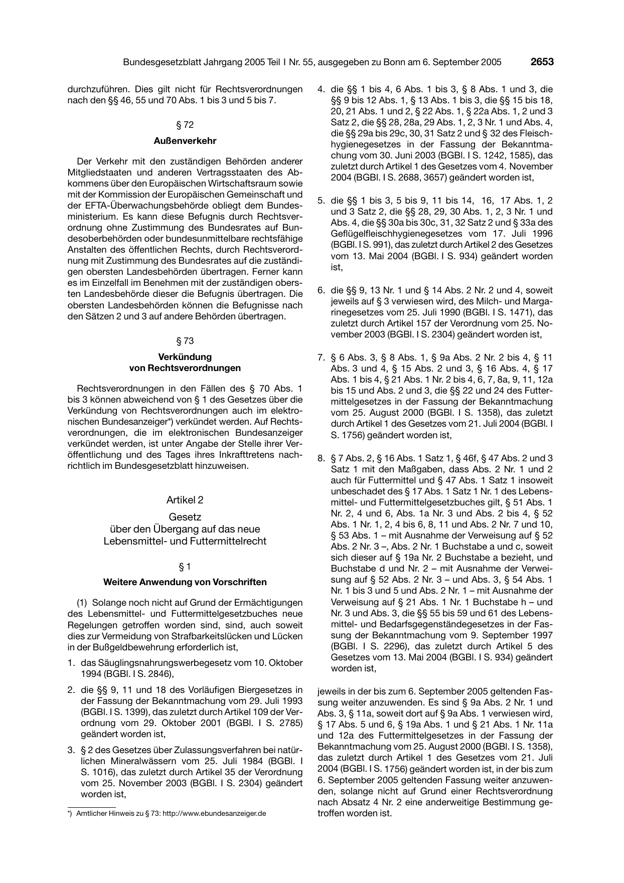 BGBl. 2005, Seite 2653 — Originalseite als Abbildung